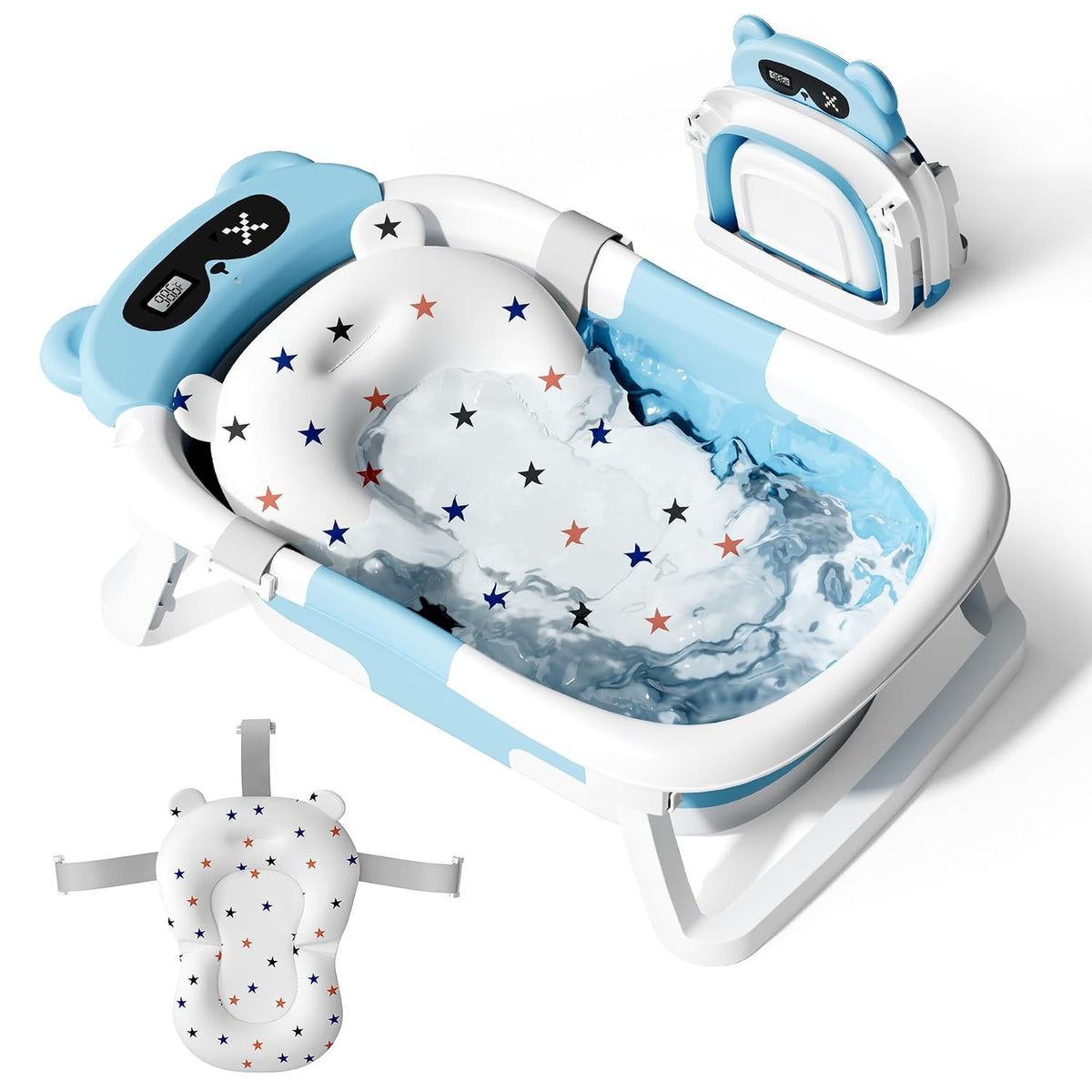 Kerbwry Bañera para bebé, bañera plegable para recién nacidos a niñ...