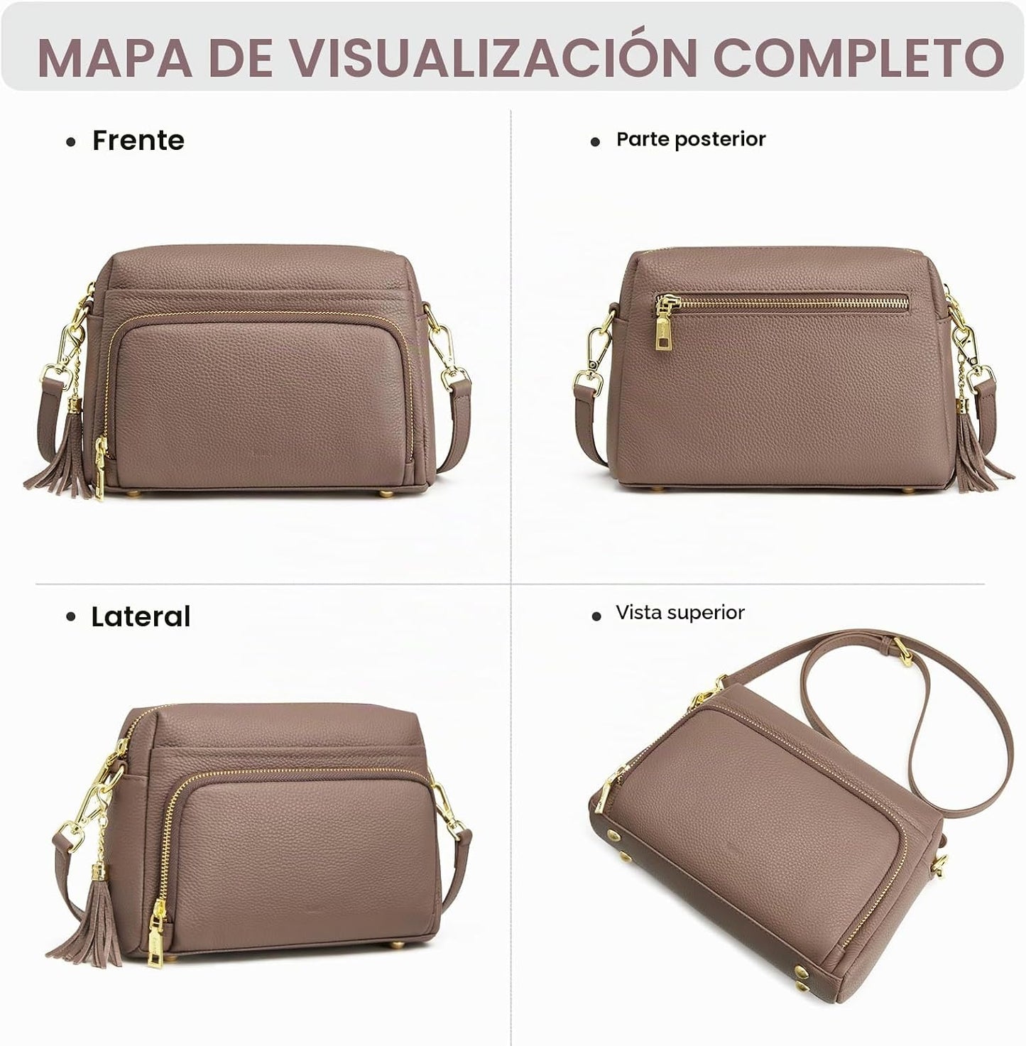 Kattee Bolso cruzado de cuero para mujer, pequeño, antirrobo, con c...