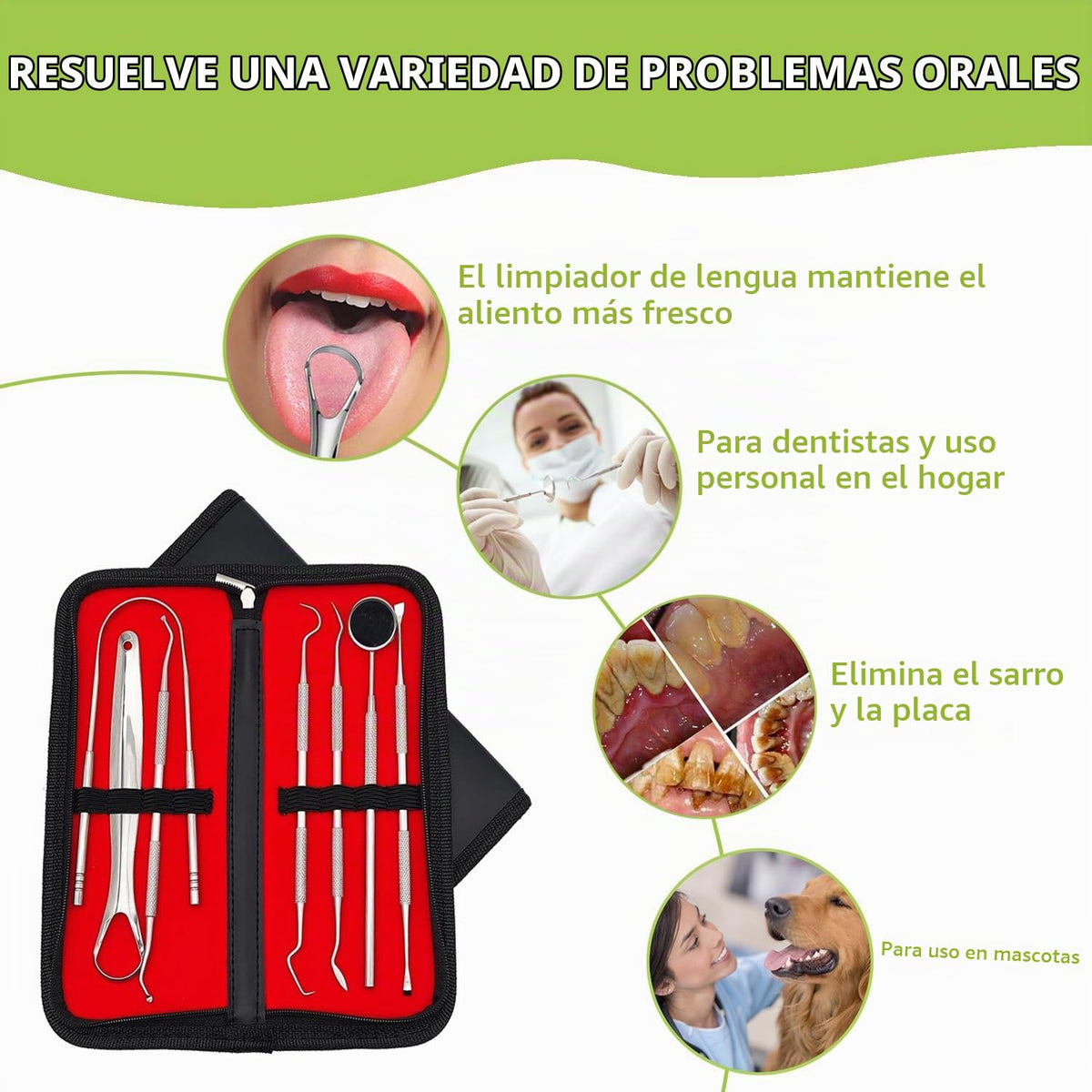 PARYUNGR Paquete de 7 herramientas dentales, kit de higiene de limp...