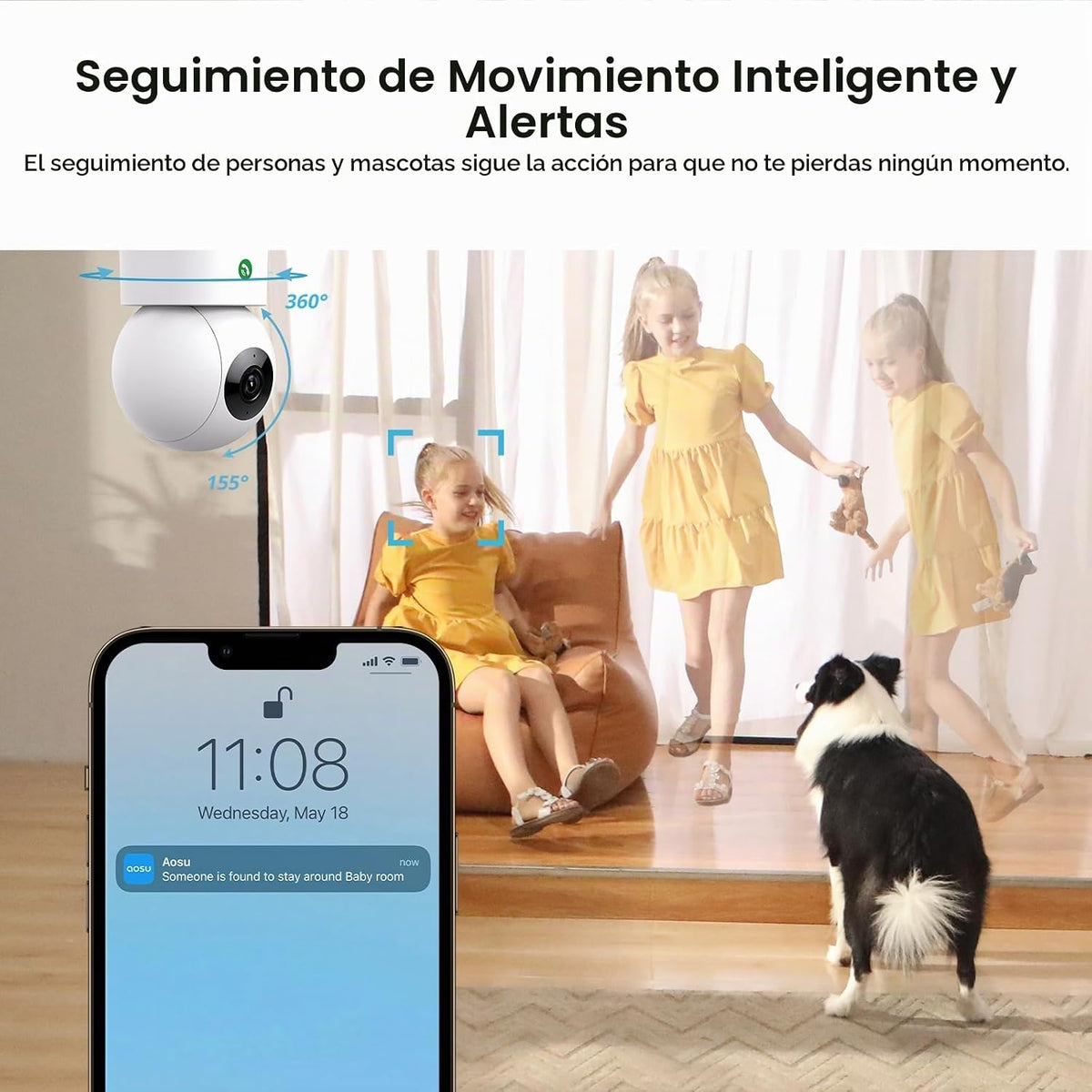 aosu Cámara de Seguridad Interior de 4MP - Monitor de Bebé Cámara p...