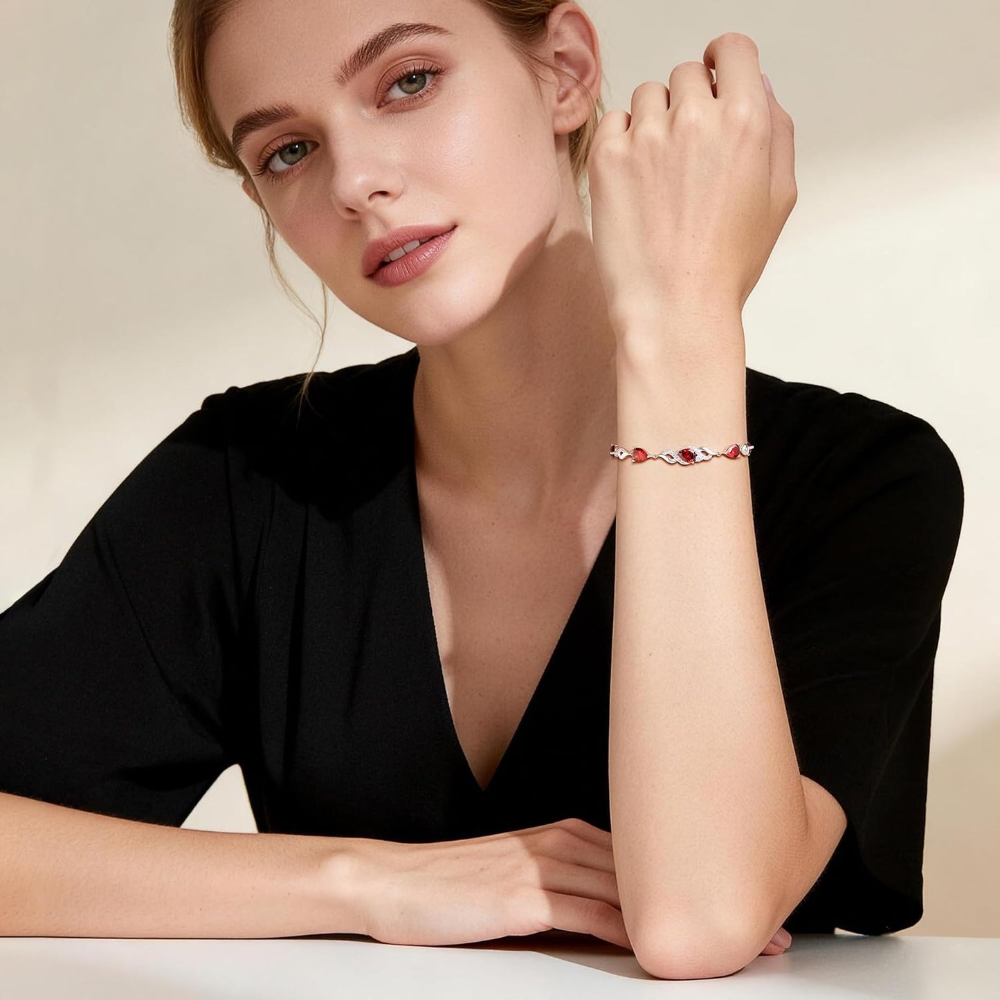 Iefil Pulseras de tenis ajustables para mujer, pulsera de plata est...
