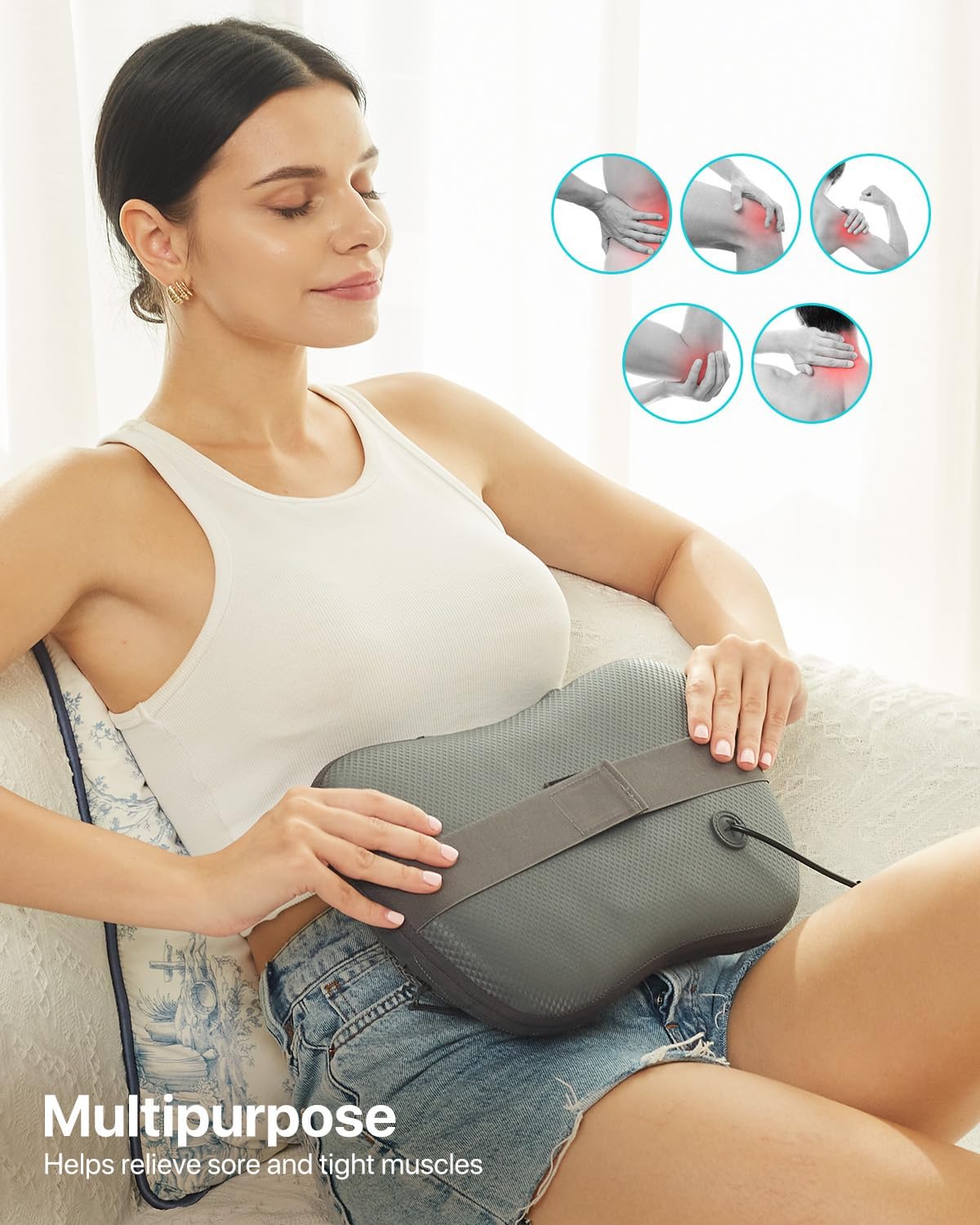 ALLJOY Masajeador Shiatsu inalámbrico de cuello y espalda con calor...
