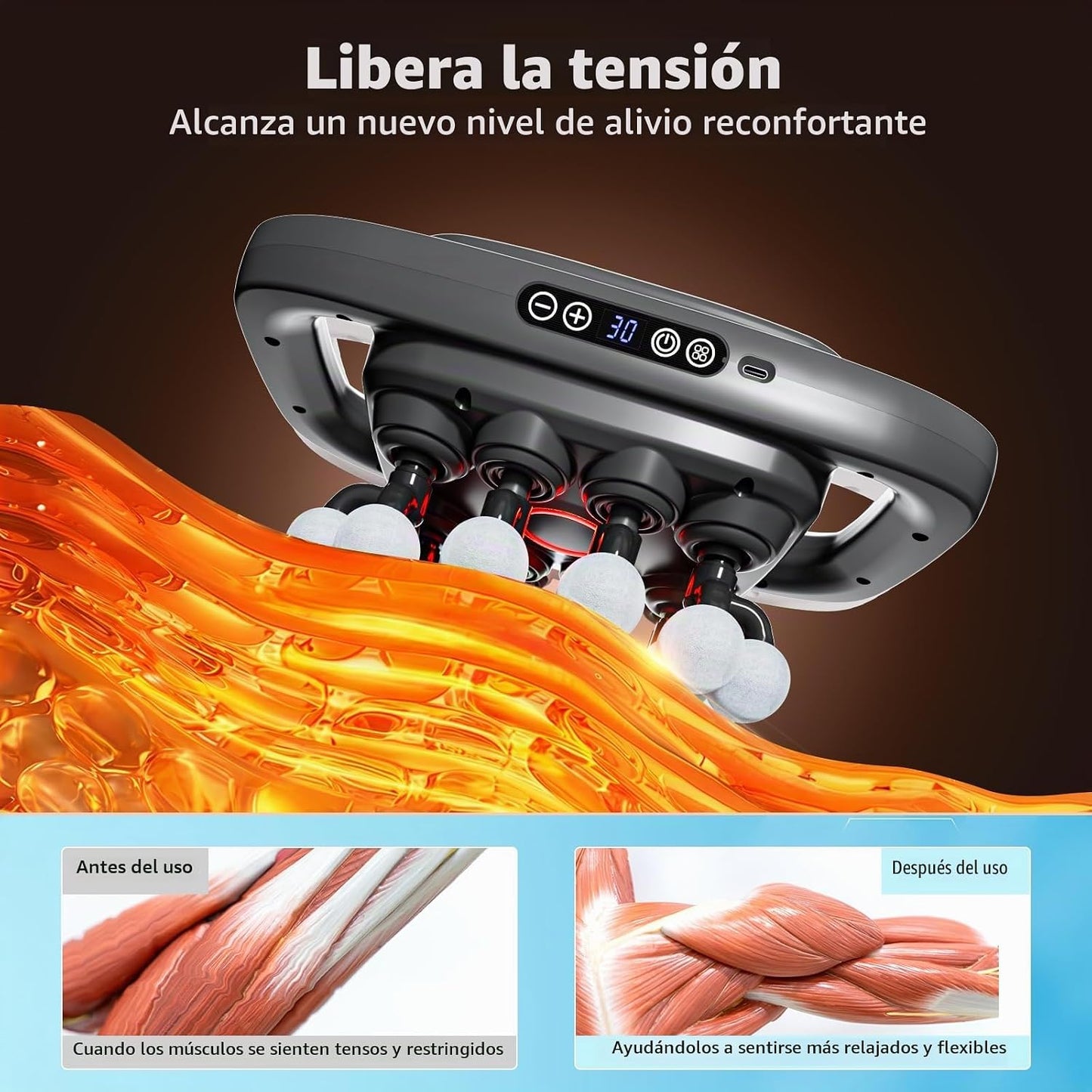Shineforu Pistola de masaje de 20 cabezas, 30 niveles de intensidad...