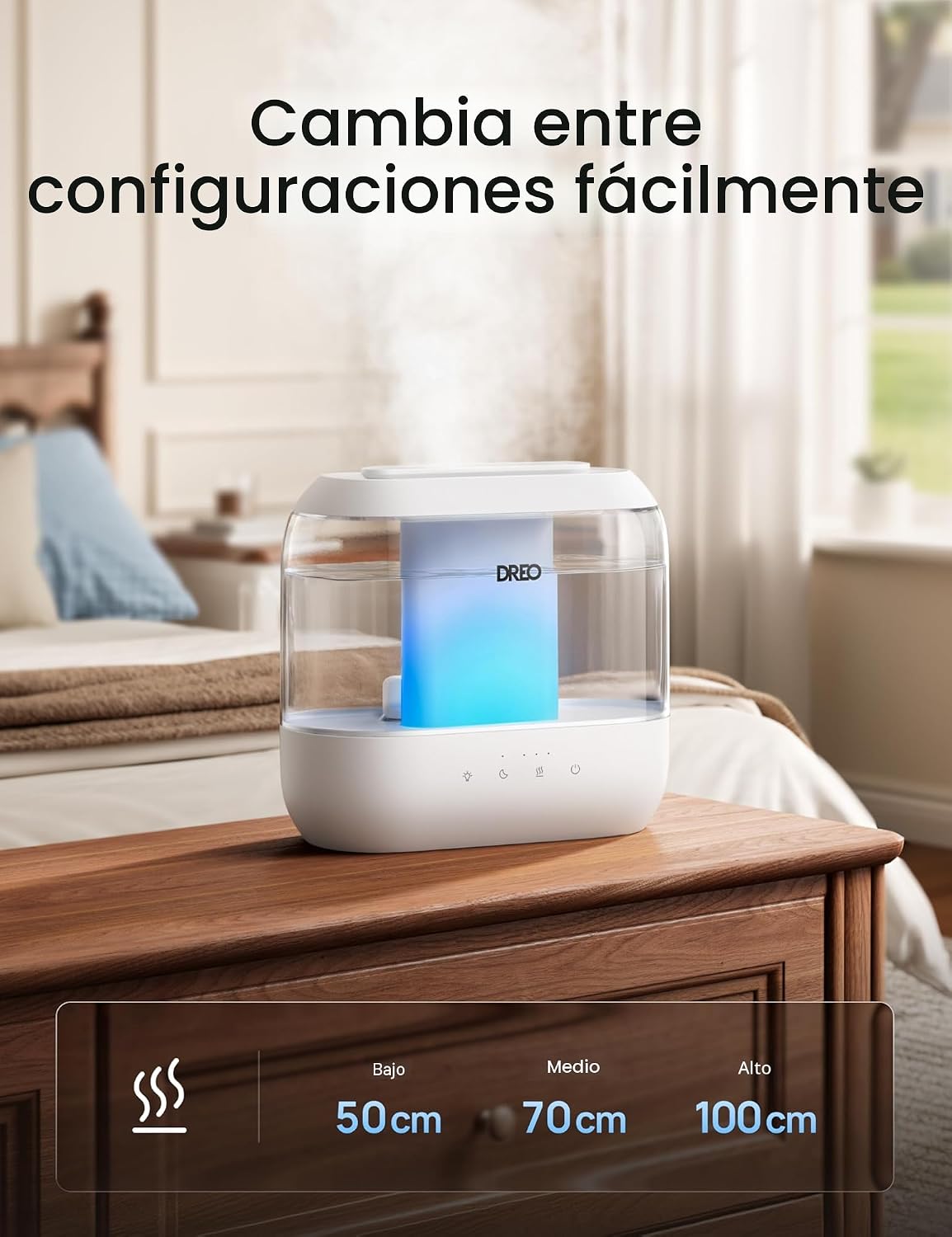 Dreo Humidificadores para dormitorio, llenado superior de 4L para h...