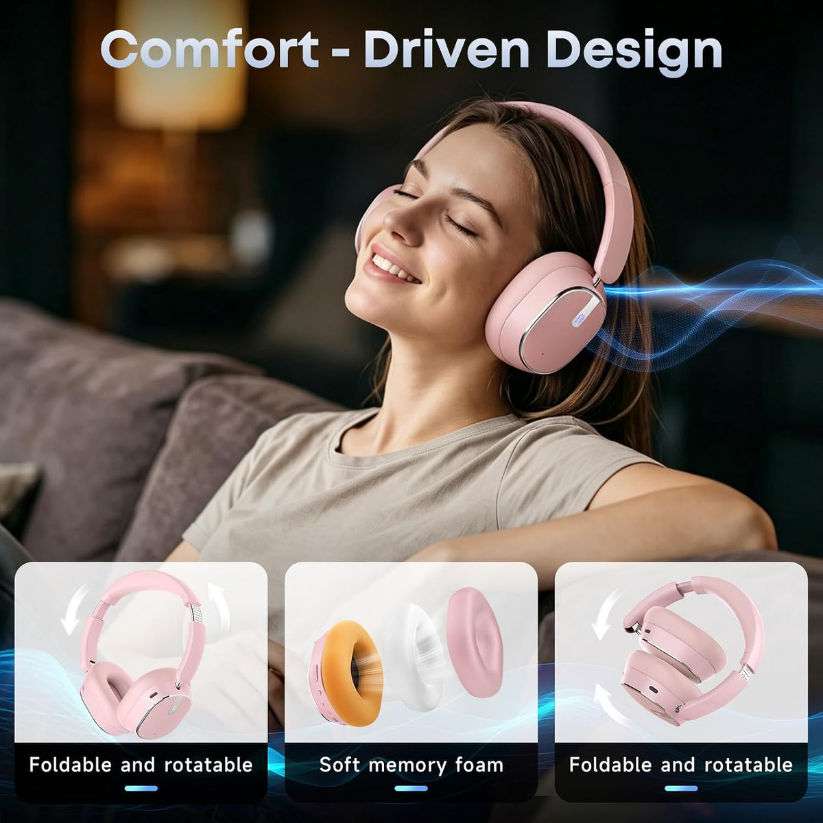 Auriculares Bluetooth con cancelación activa de ruido, auriculares...