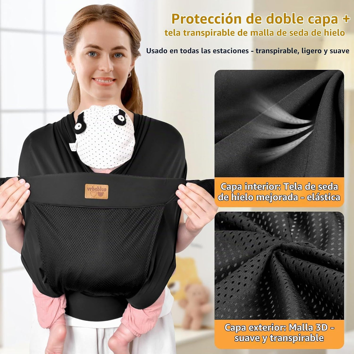 vrbabies Portabebés con envoltura, portabebés para recién nacidos y...