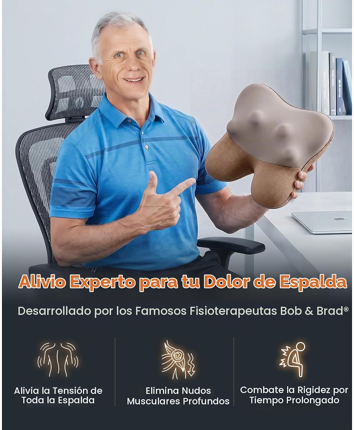 BOB AND BRAD - Masajeador de espalda con calor FSA elegible, masaje...