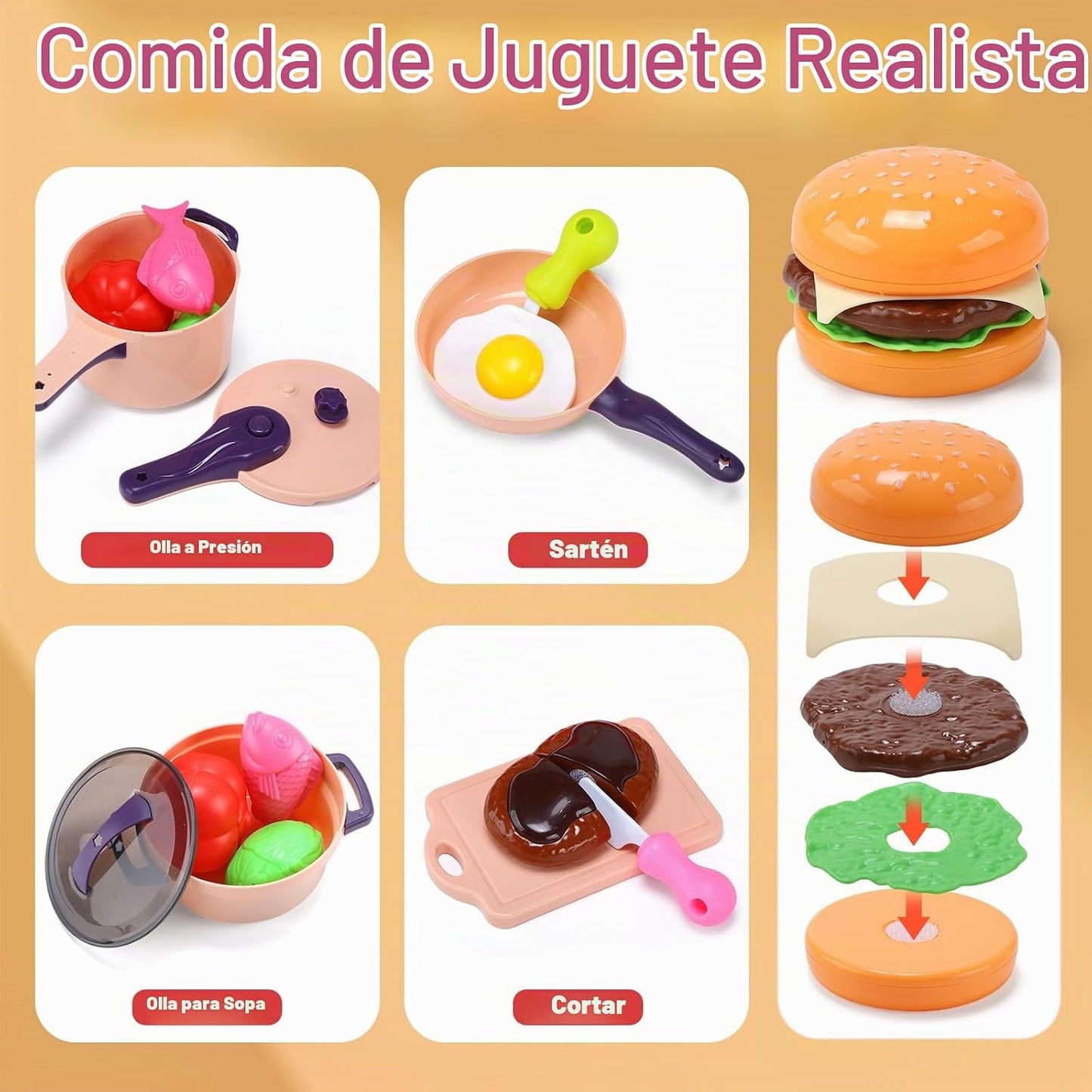 HOLYFUN Fregadero de cocina con agua corriente, juguete de mesa de...