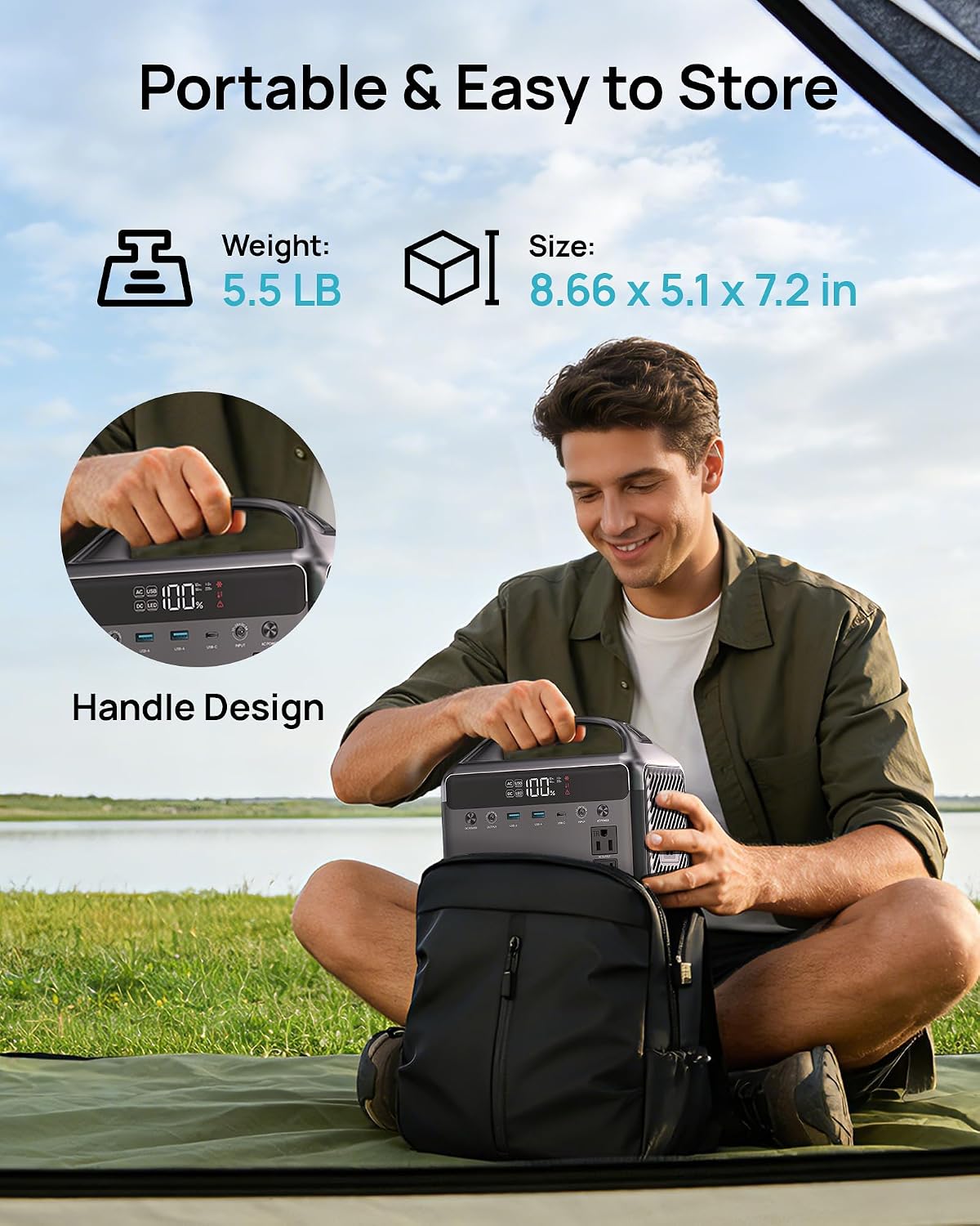 Estación de energía portátil de 192 Wh(60,000 mAh) con bolsa, 300 W...