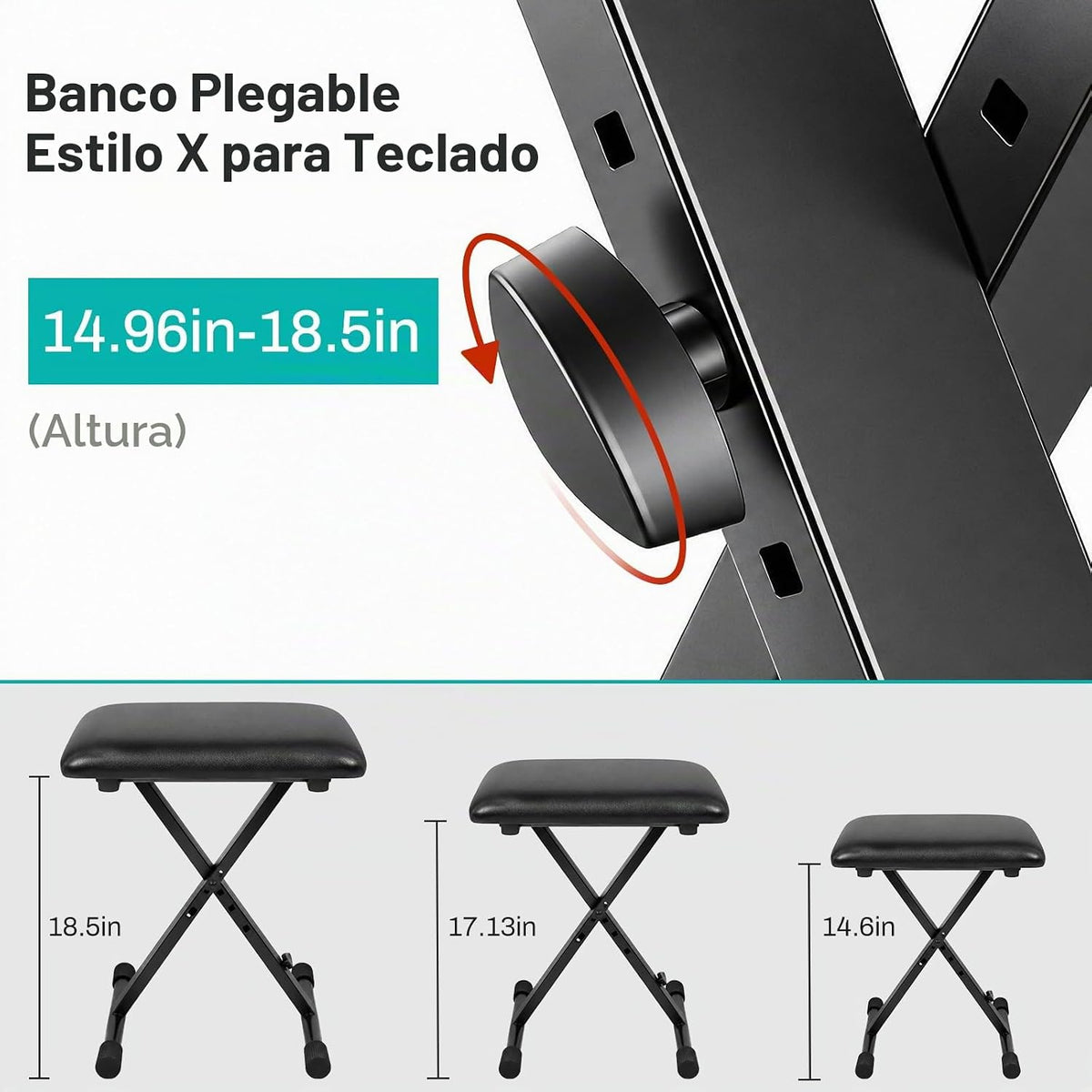 AODSK Banco para teclado estilo X con cojín acolchado, banco de pia...