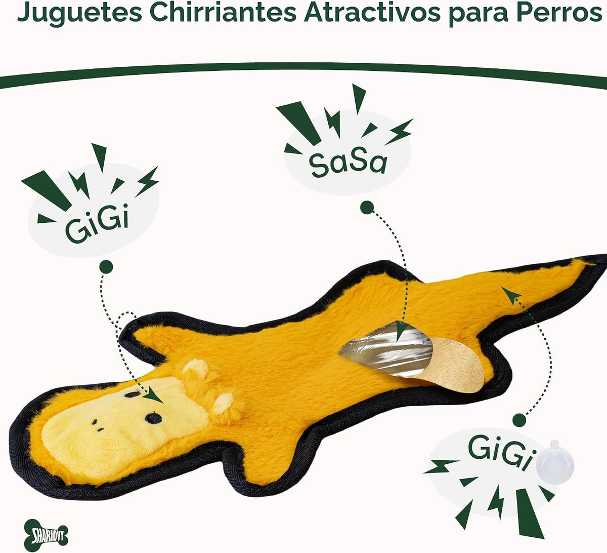 SHARLOVY - Juguetes para perros sin relleno crujientes y chillones,...