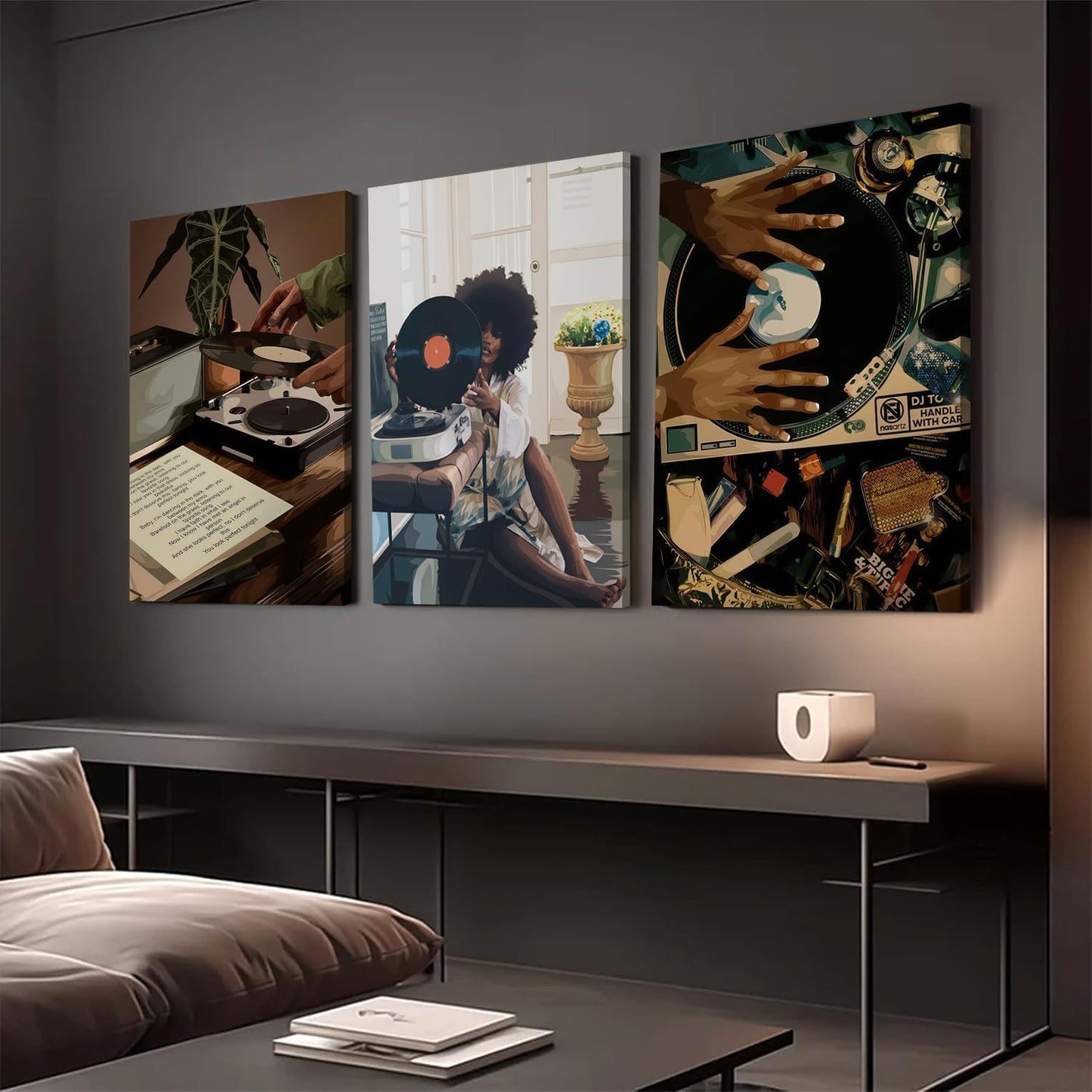 YFvrPt Arte de pared de niña negra, impresiones modernas de pintura...