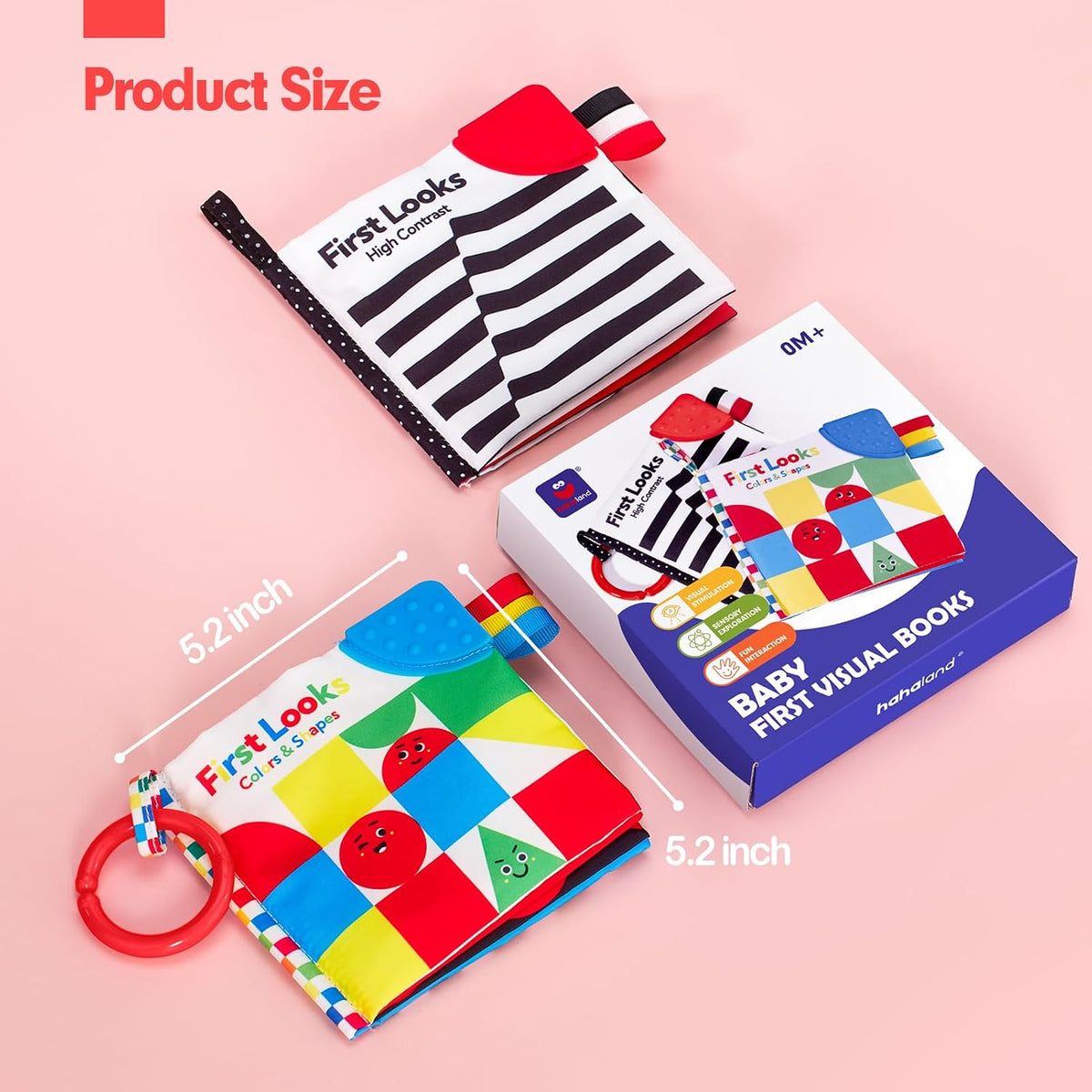 hahaland Baby Books - Juguetes para bebés de 0 a 6 meses, 2 unidade...