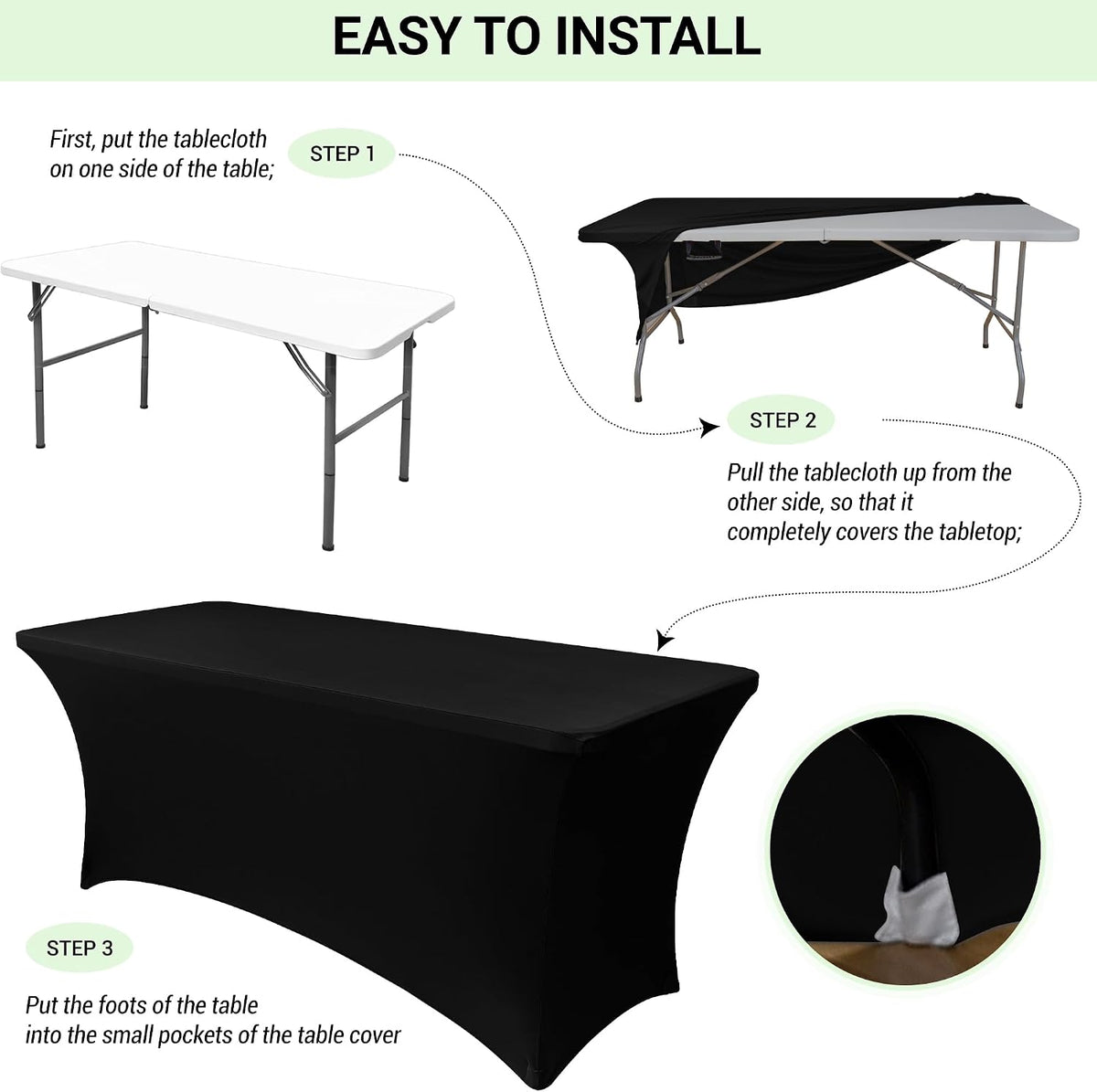 Obstal Paquete de 6 Fundas de Mesa Elásticas de Spandex para Mesas...