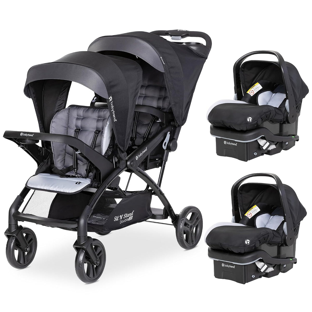 Carriola doble Baby Trend con 2 asientos de coche para bebés EZ-Lif...