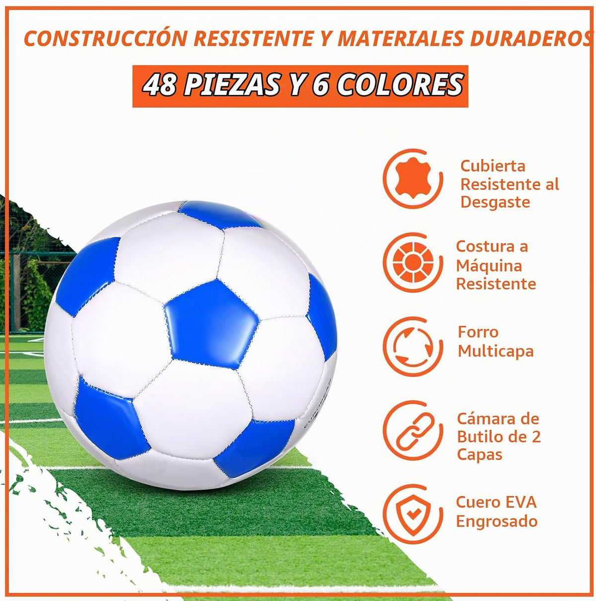Soulchen 48 pelotas de fútbol a granel con bomba desinflada, tamaño...