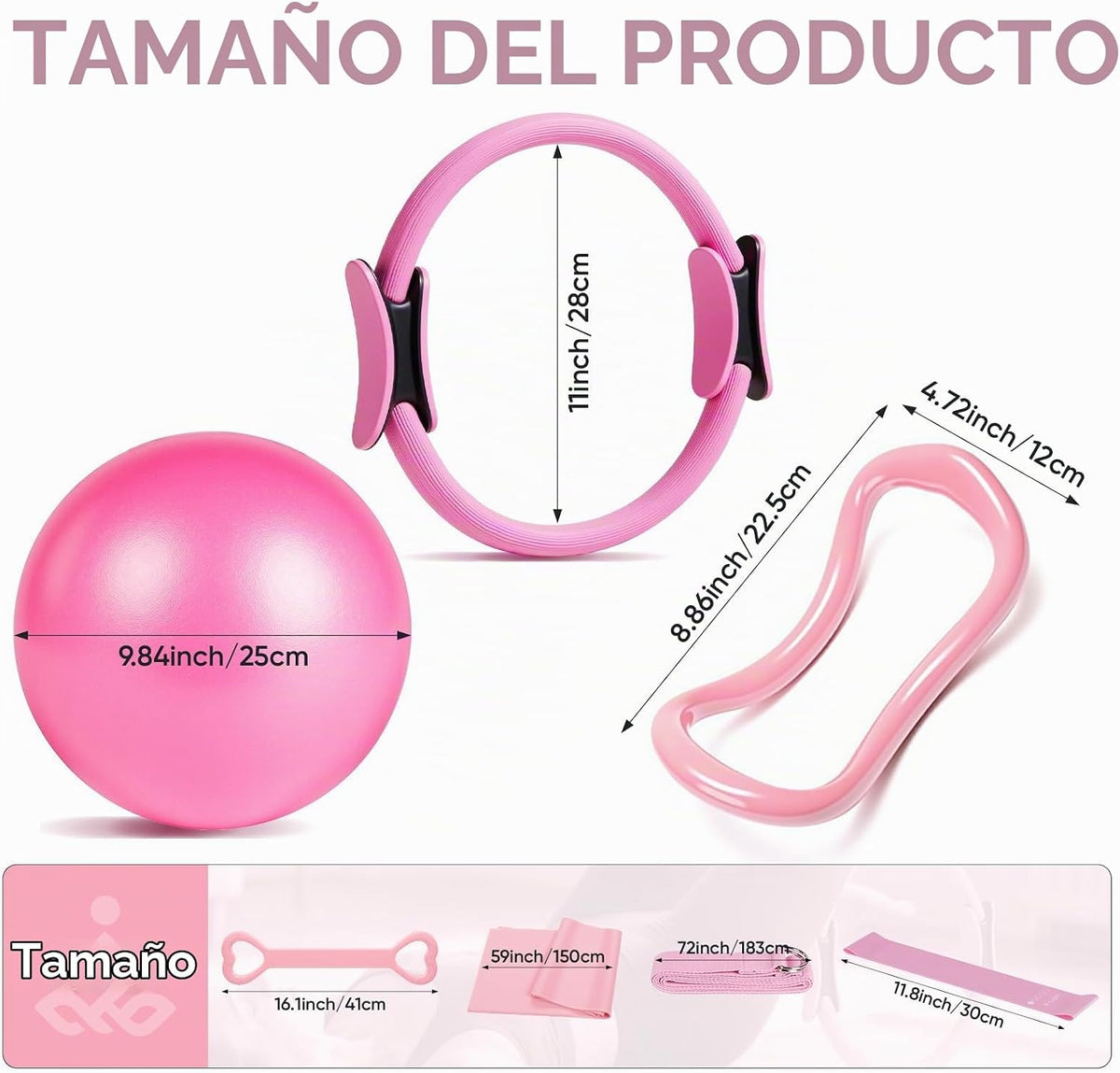ElaraFit Home Juego de anillo y pelota de pilates para mujeres con...