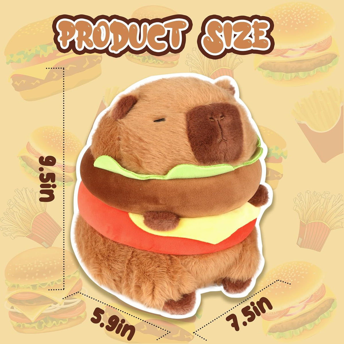 CHDBLOCK Peluche de Capibara Hamburguesa - Peluche de Capibara Boni...