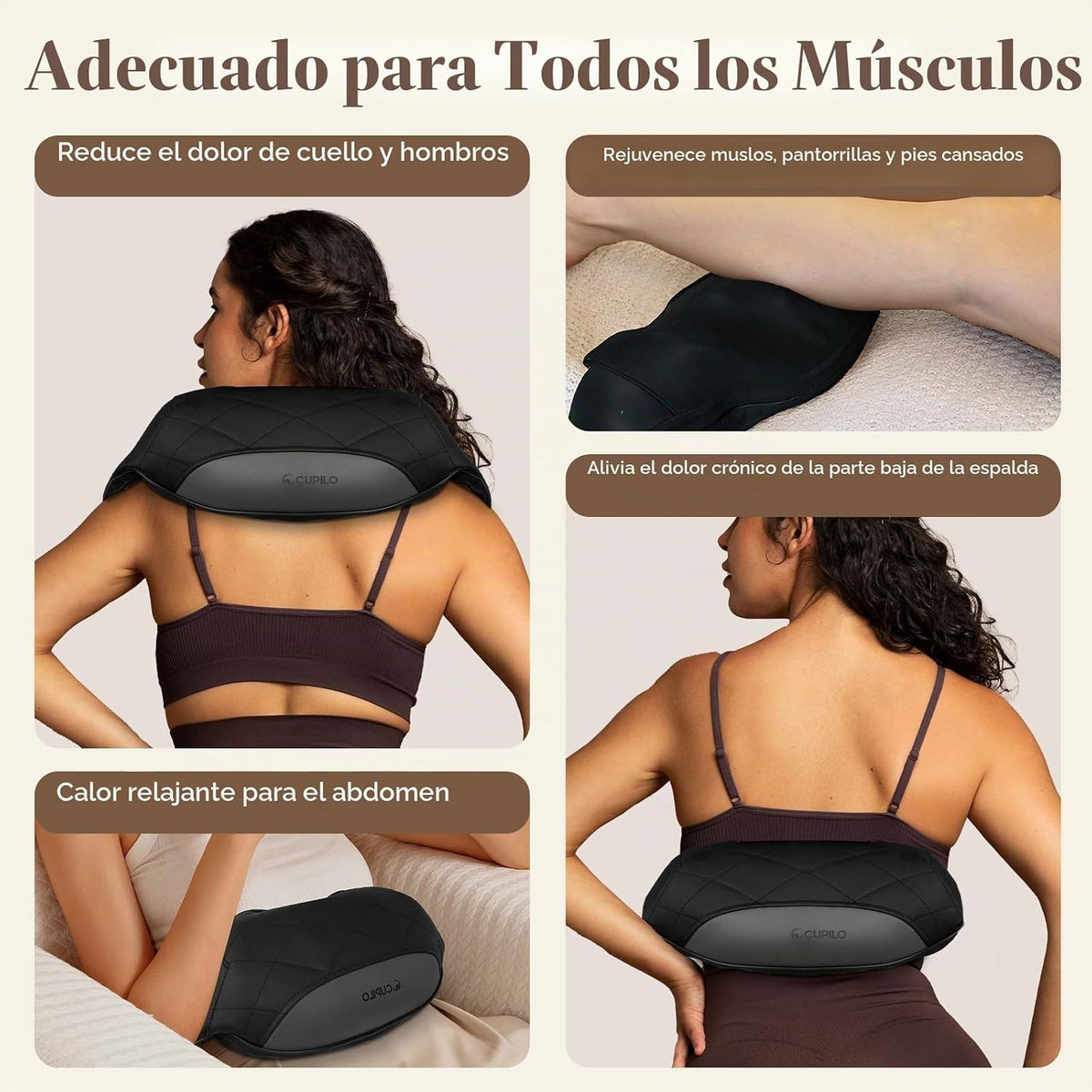 CuPiLo Masajeador de cuello inalámbrico para aliviar el dolor de te...