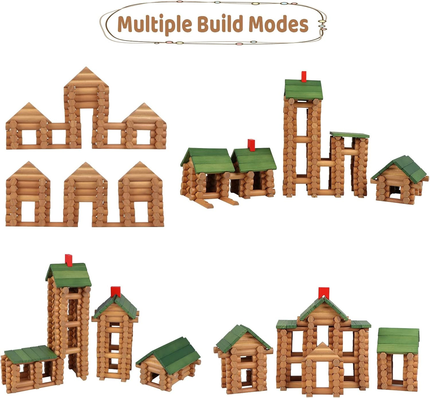 Wondertoys Juego de 530 troncos de madera a partir de 3 años, jugue...