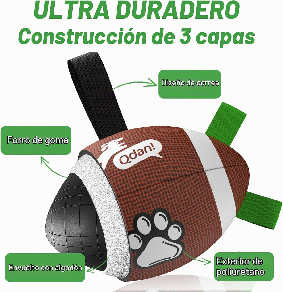 QDAN Juguetes de Fútbol Americano para Perros, Juguetes Interactivo...