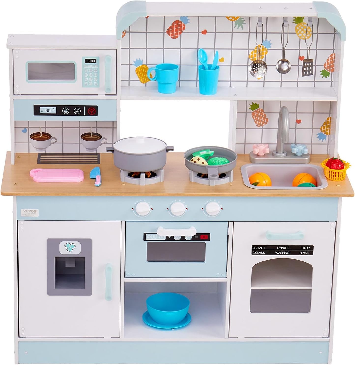 VEVOR Cocina de Juguete de Madera, Cocina de Juego para Niños con L...