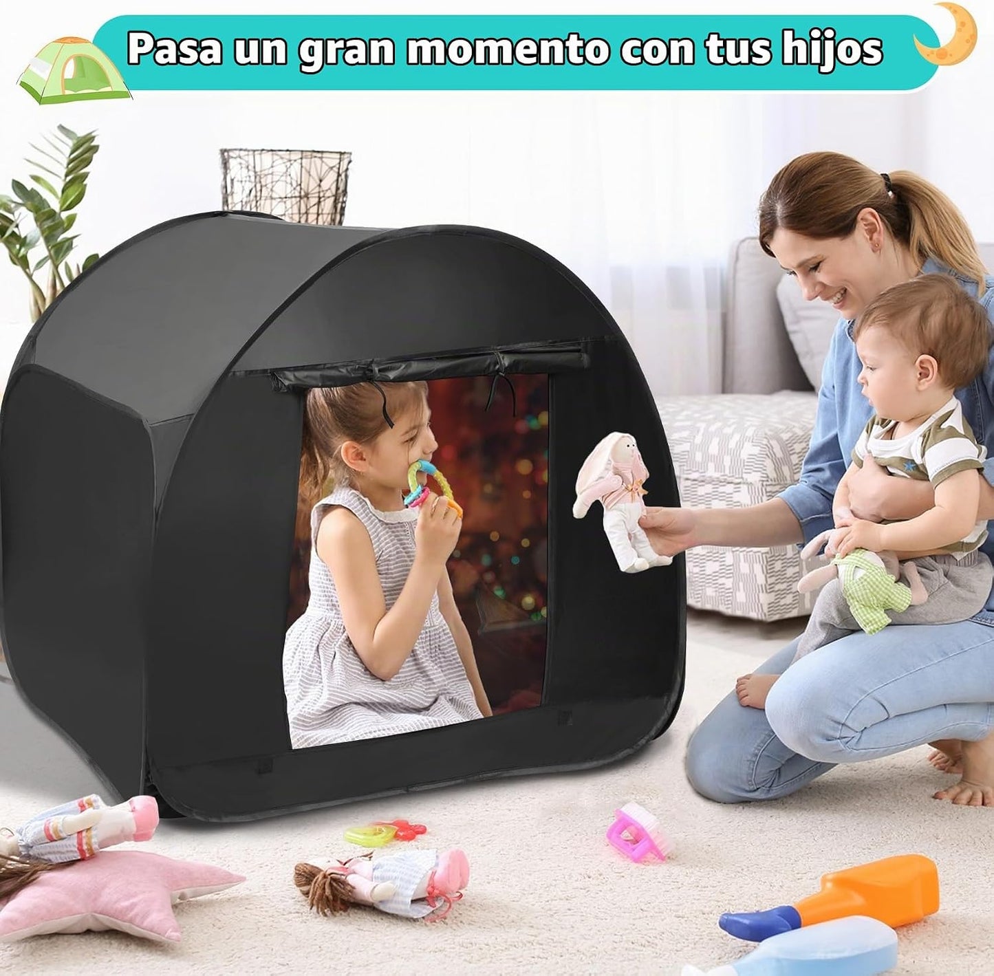 Tienda de campaña sensorial para niños de 35.4 x 35.4 x 35.4 pulgad...