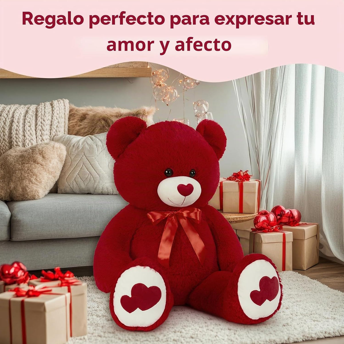 MaoGoLan Oso de peluche rojo gigante de 47 pulgadas, animal de pelu...