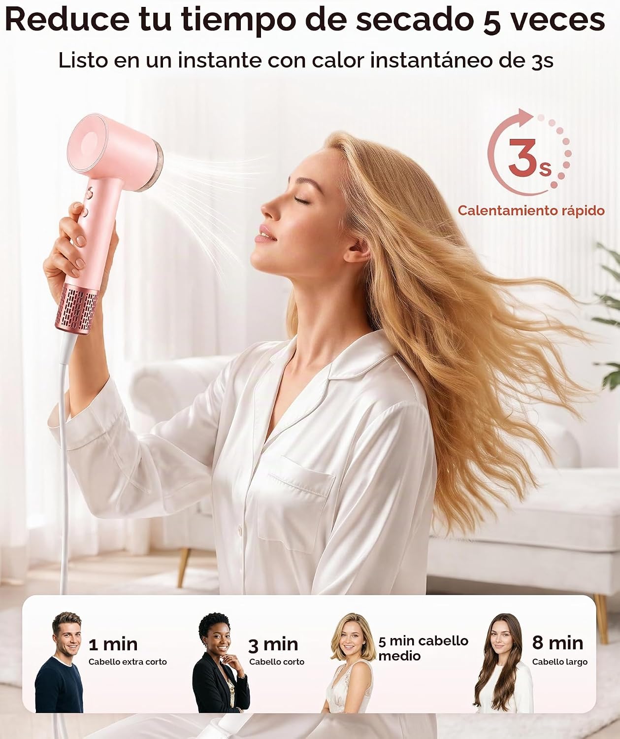 Secador de pelo, secador iónico de alta velocidad con aceite esenci...