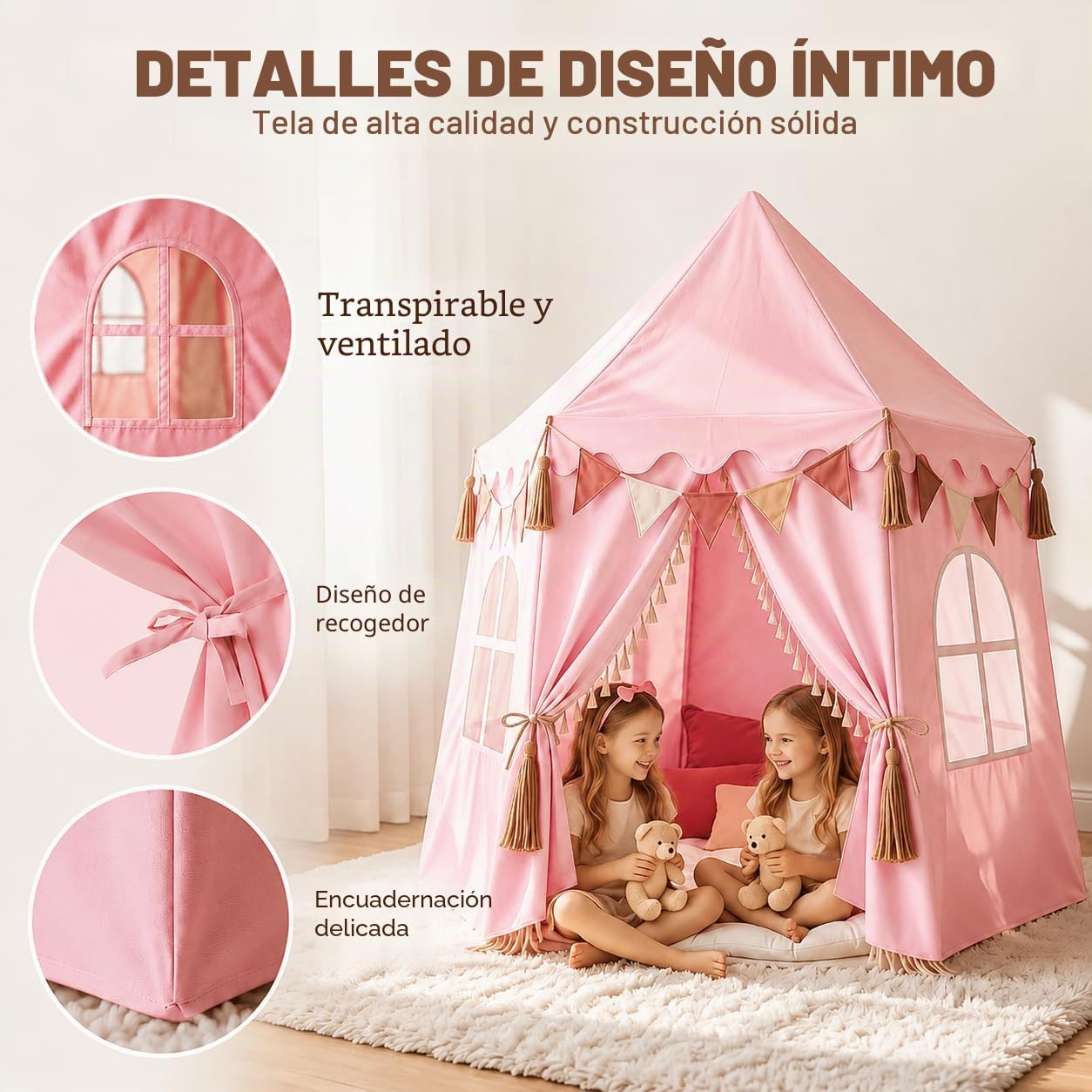 Tienda de campaña extragrande para niños con luces de estrellas, ba...