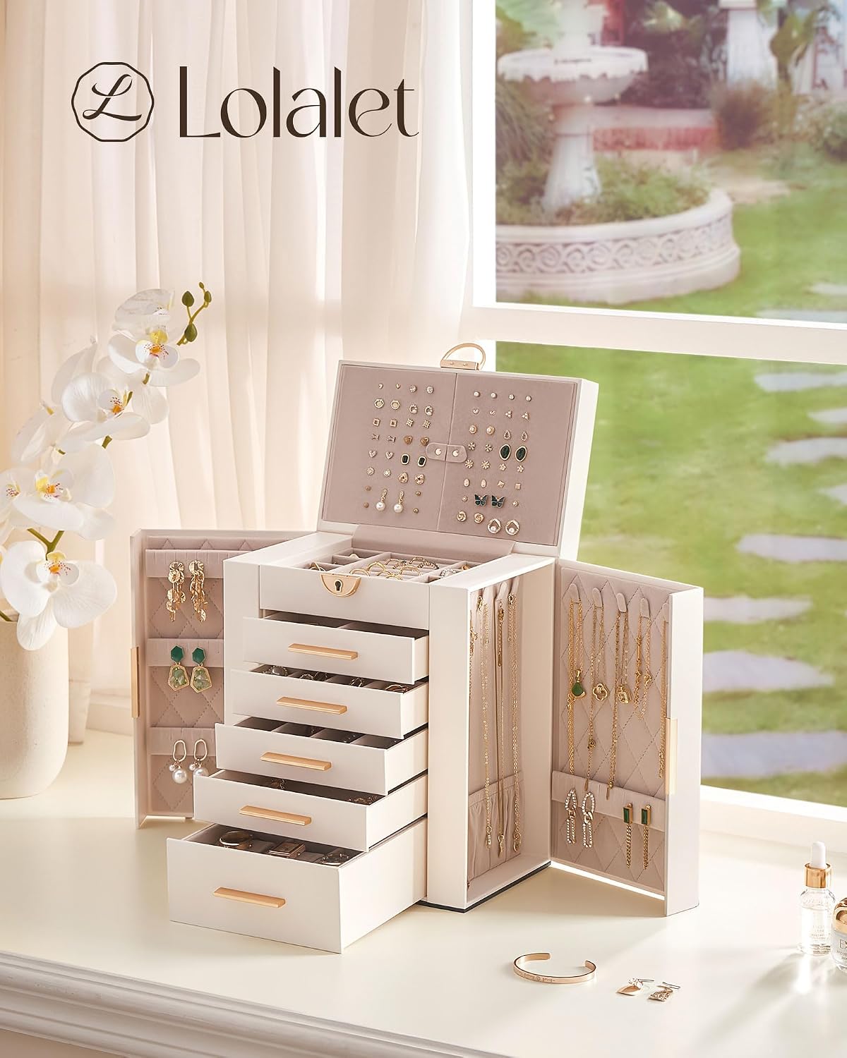 Lolalet Joyero organizador grande para mujer, organizador de joyas...