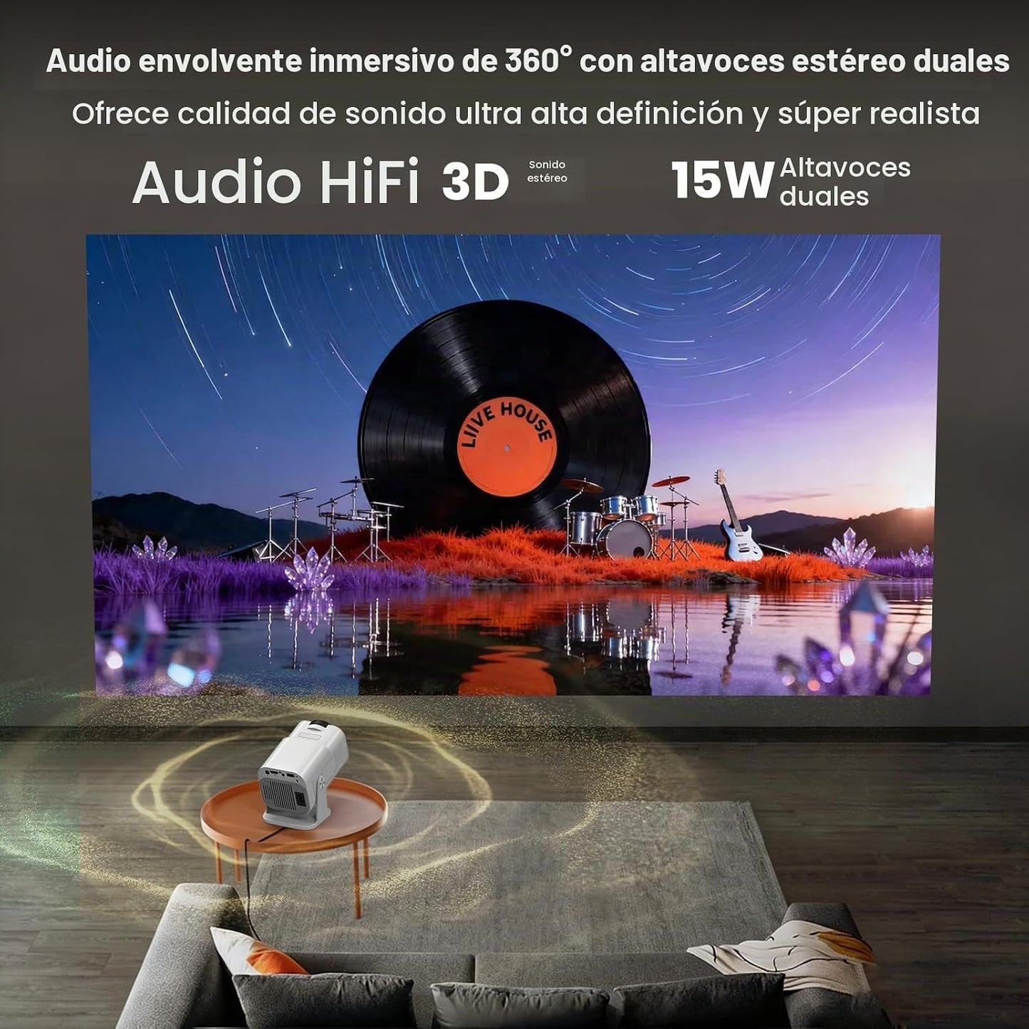 Proyector inteligente 4K [corrección de pantalla automática y audio...