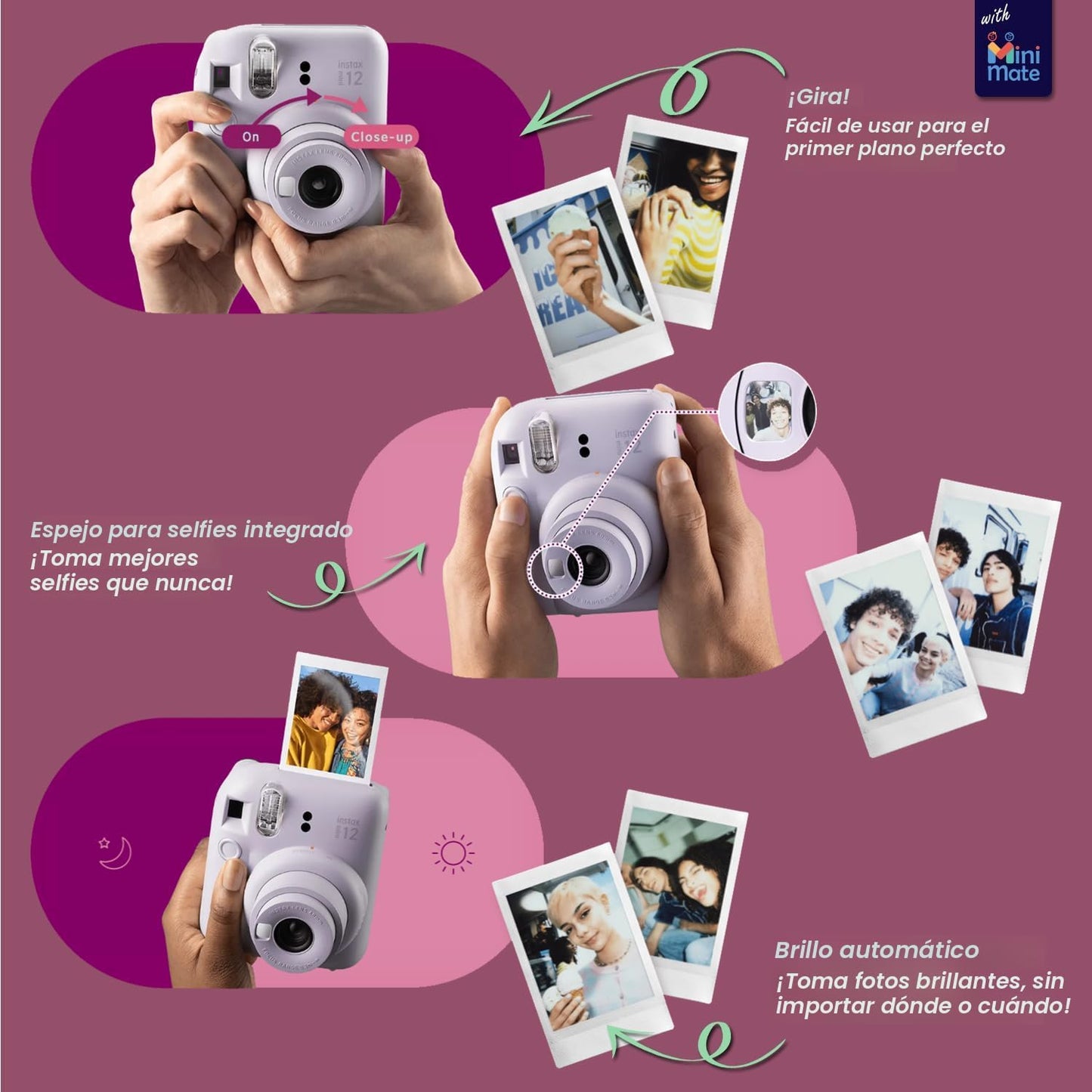 Fujifilm Cámara instantánea Instax Mini 12 + paquete de accesorios...