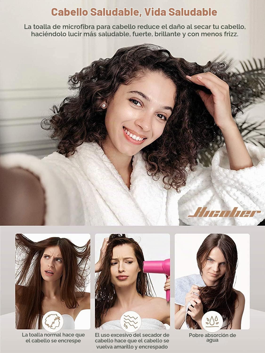Hicober Toalla de microfibra para el cabello para mujer, morado, az...