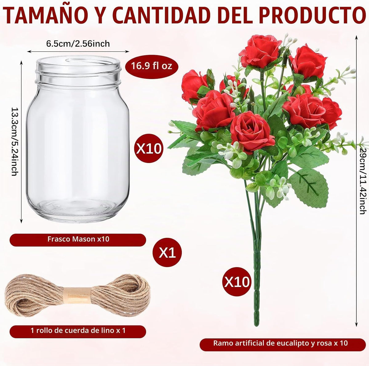 XunYee Juego de 10 centros de mesa de tarros de conservas con flore...