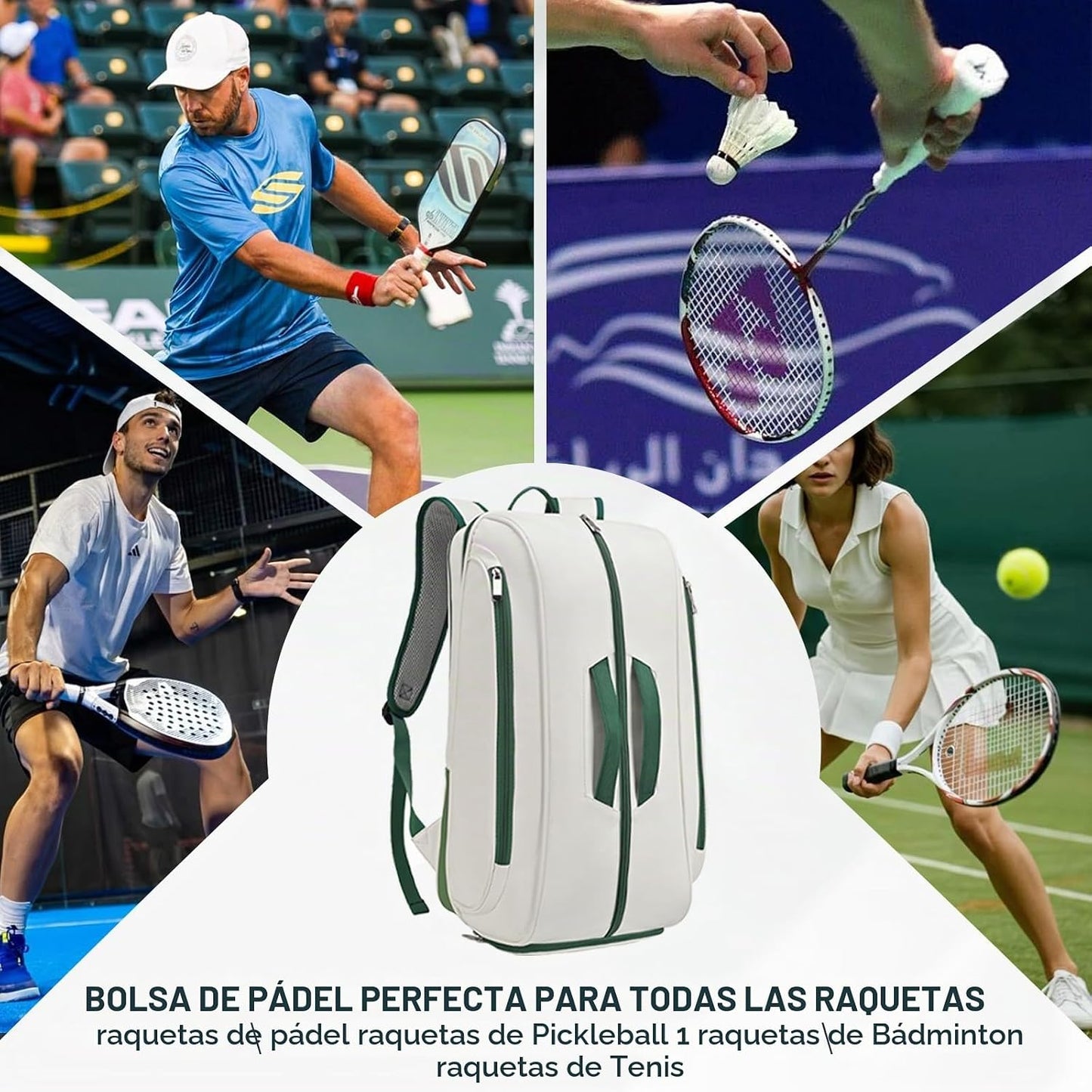 CCGTIOR Bolsa para Raqueta De Tenis Mochila Pickleball Padel con Co...