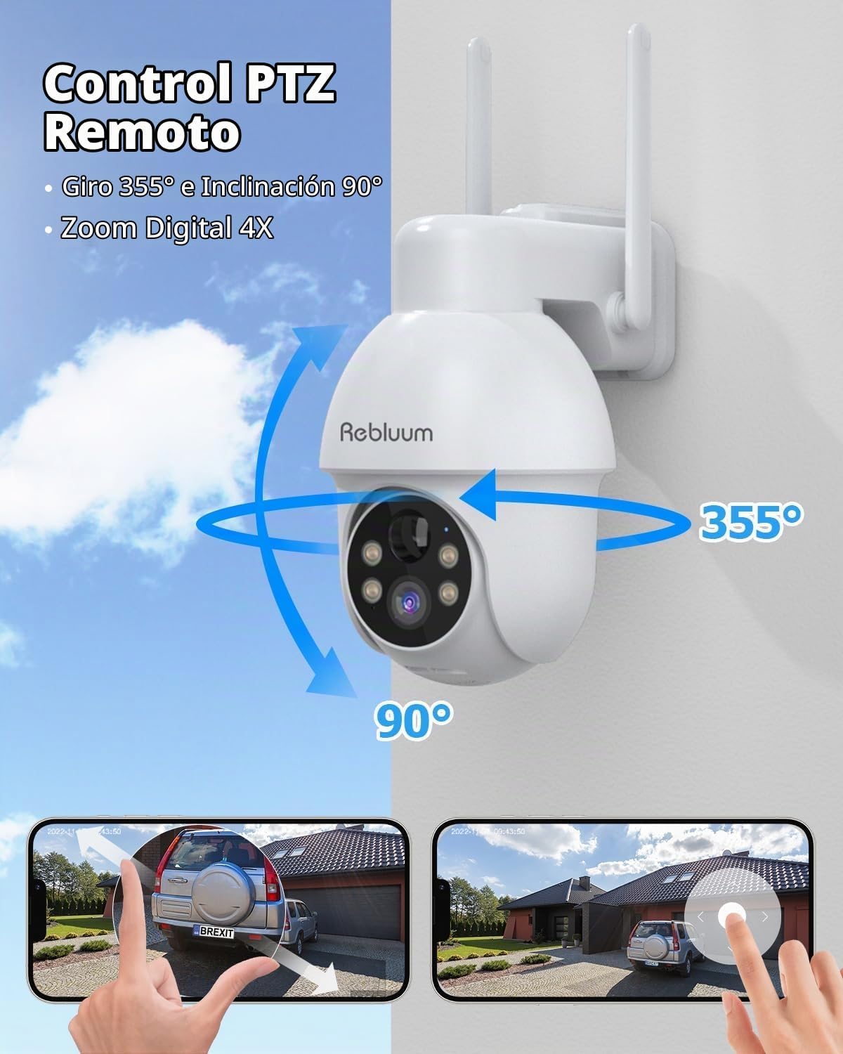 Rebluum - Cámaras de seguridad solar 2K inalámbricas para exteriore...