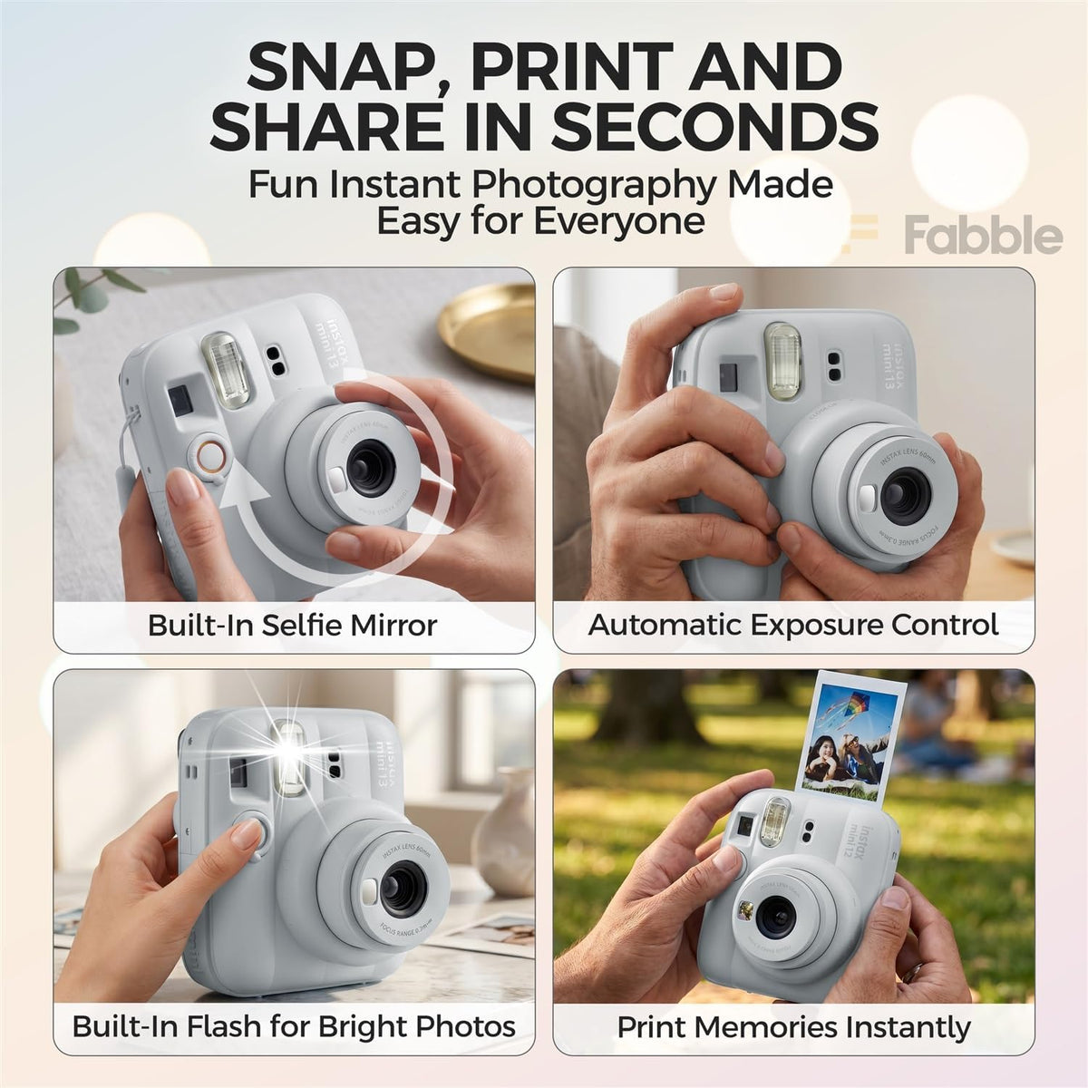 FUJIFILM INSTAX MINI 13 - Cámara de película instantánea color blan...