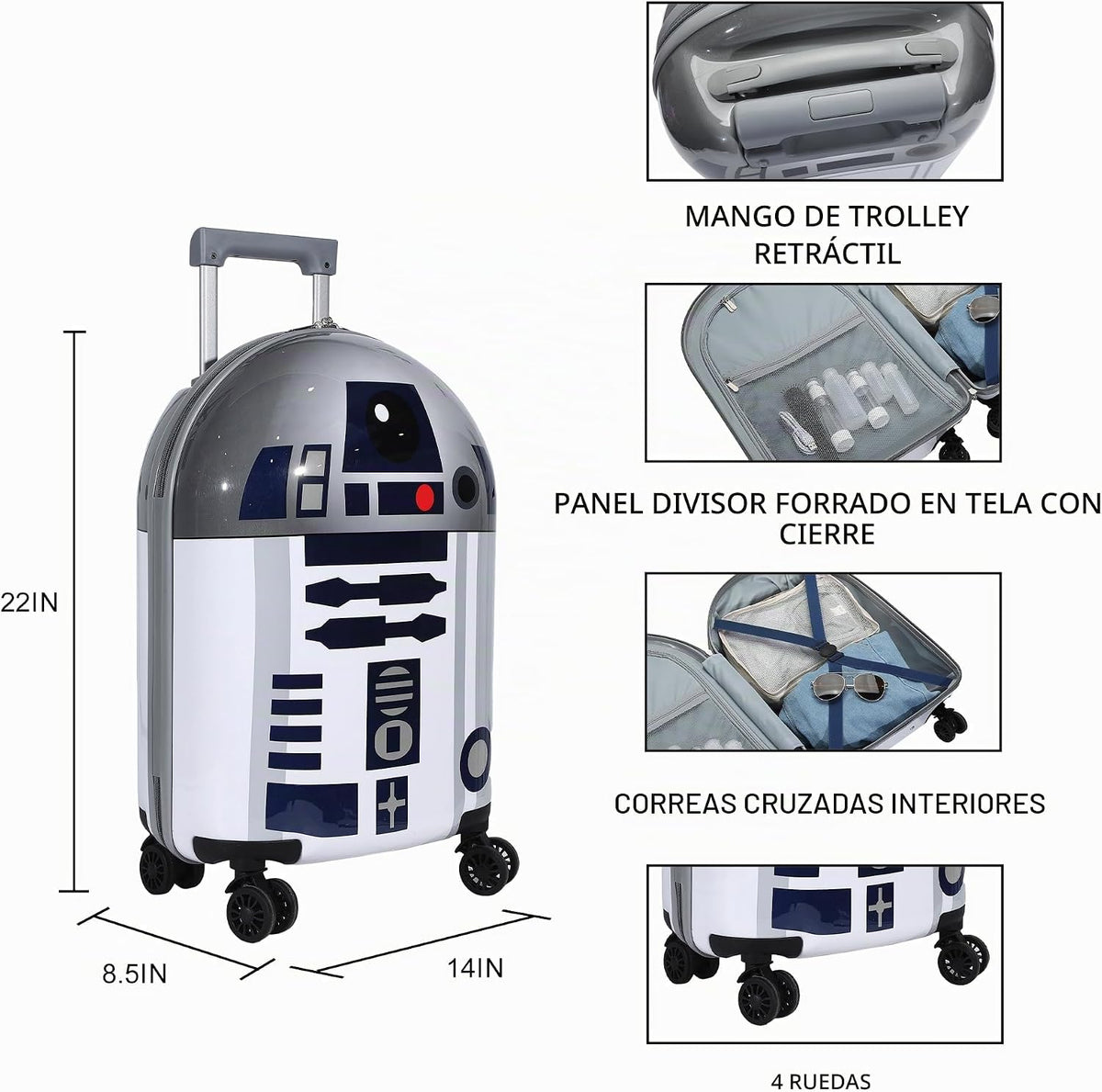 Bioworld Star Wars: Rebels R2D2 - Equipaje ligero con ruedas en for...