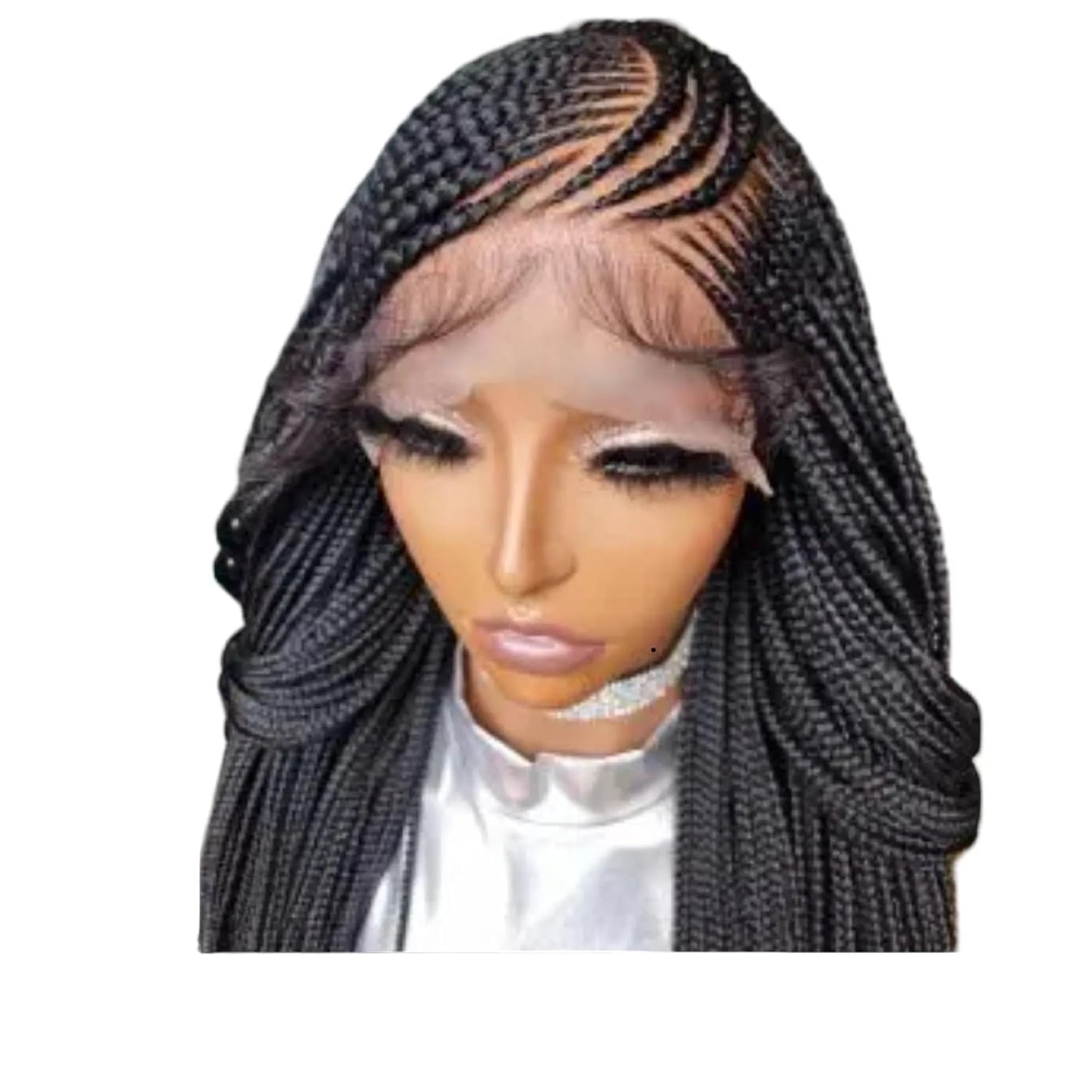 JBG SERVICES Peluca de cabello sintético con encaje frontal complet...