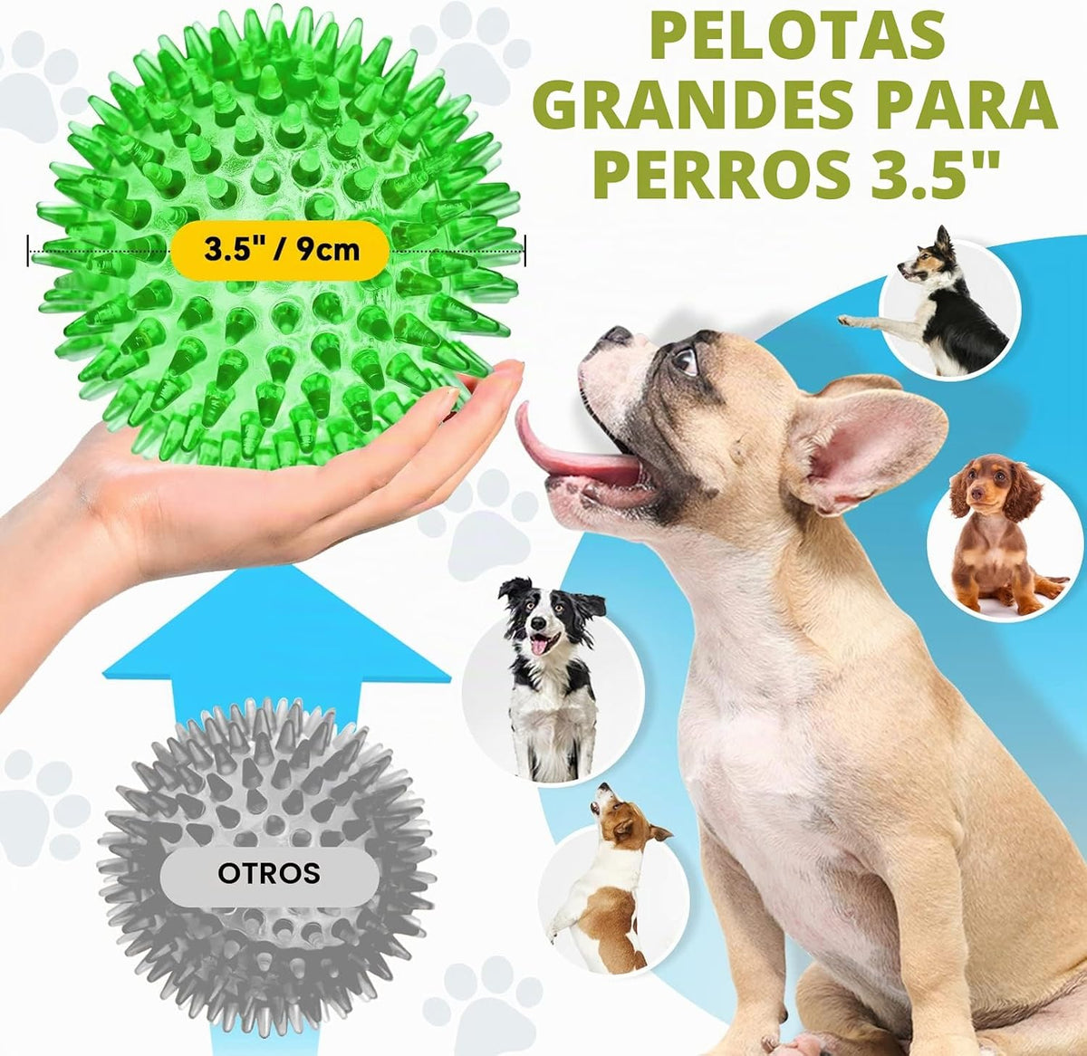 SHARLOVY Pelota de juguetes para perros grandes de 3.5", paquet...