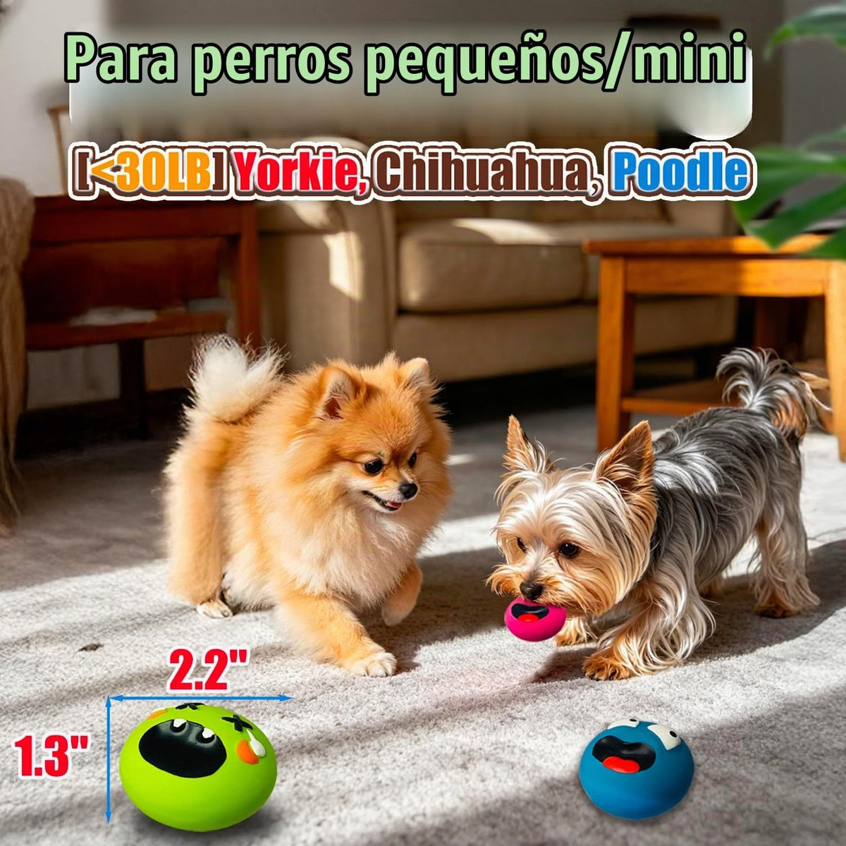 HOLYSTEED Juguetes chirriantes de látex para perros pequeños, mini...