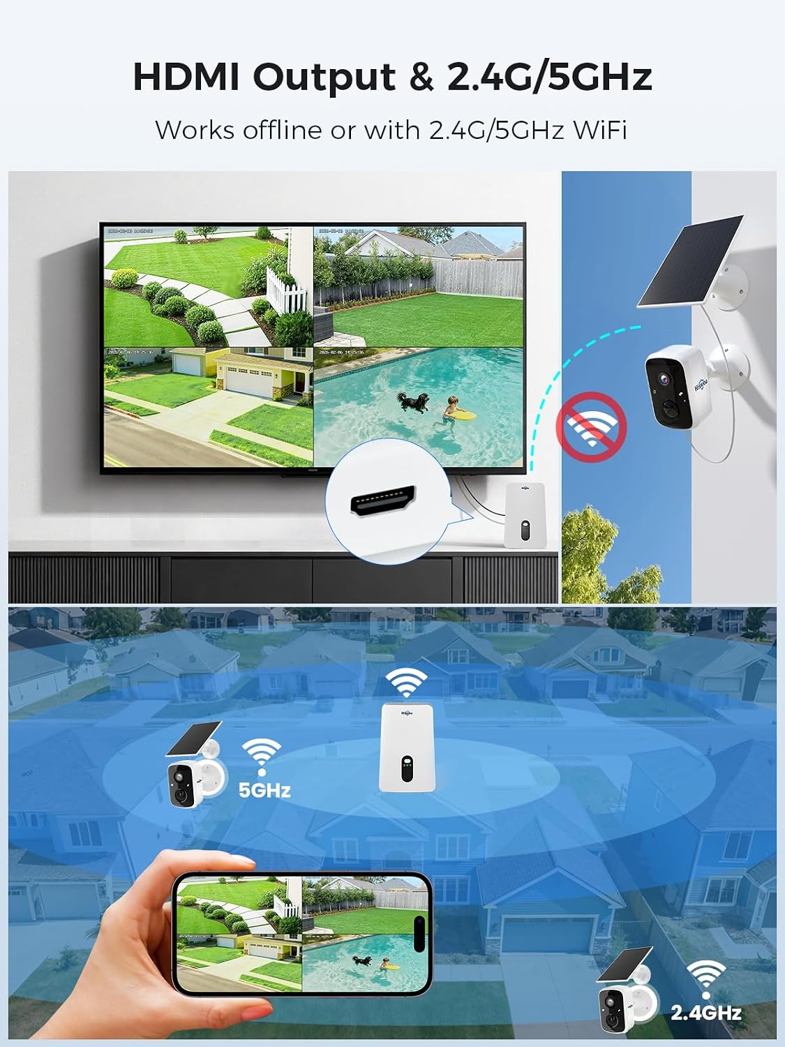 Hiseeu Cámara solar inalámbrica para exteriores, kit de 4 cámaras,...