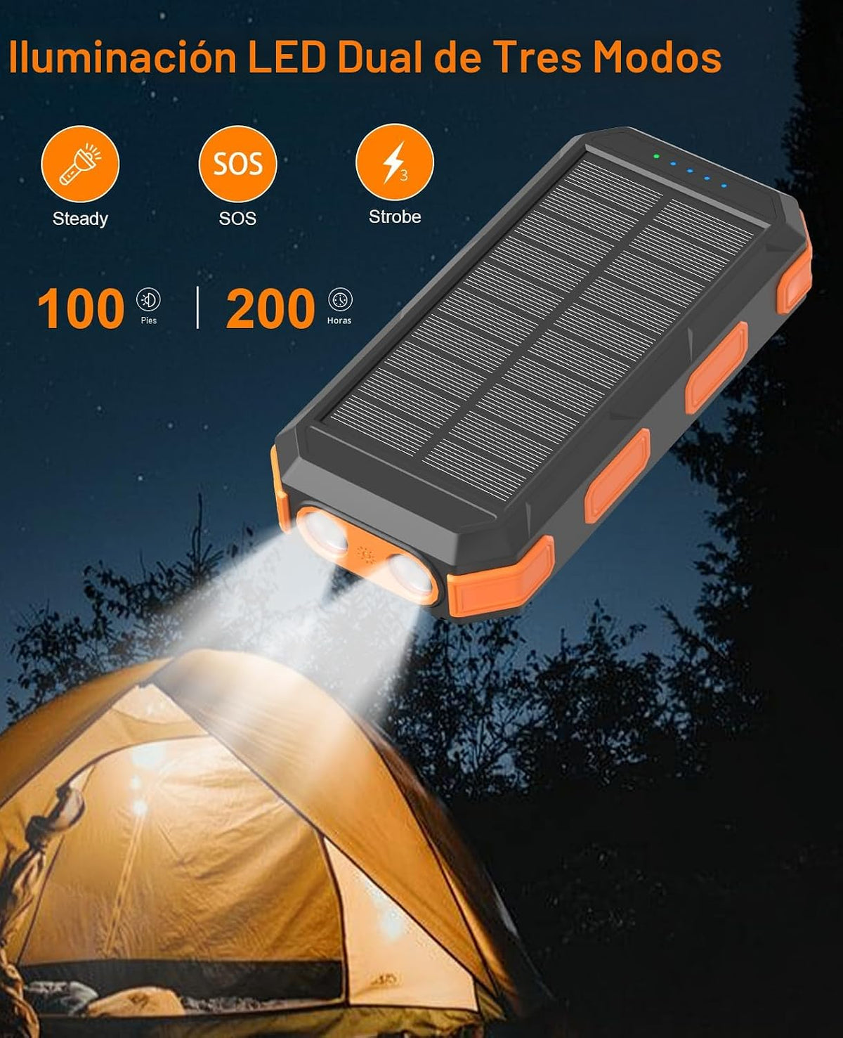 Banco de energía solar de 38800 mAh, cargador portátil, 4 cables, 4...