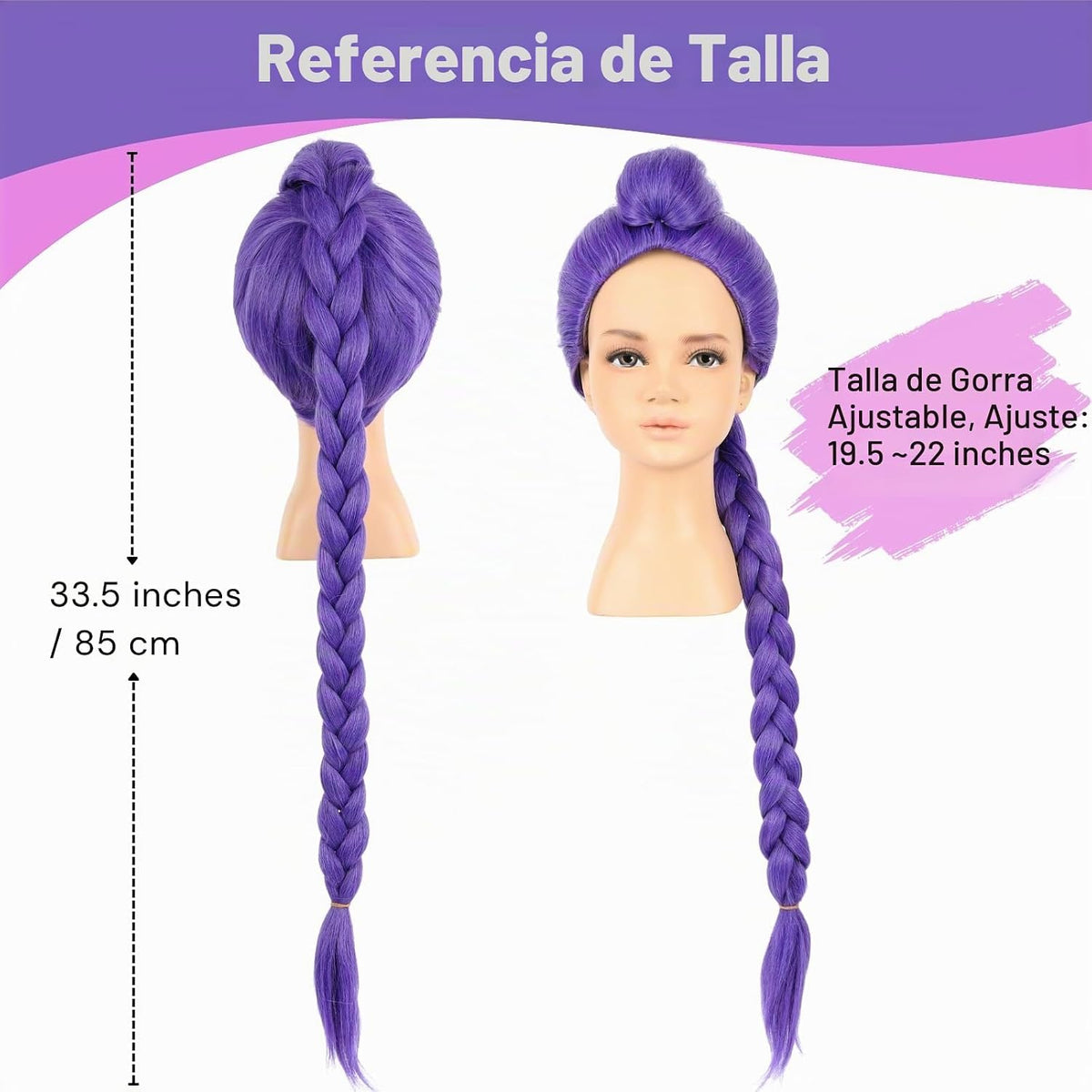 Morvally - Peluca de 33.5 pulgadas de color púrpura con trenza larg...