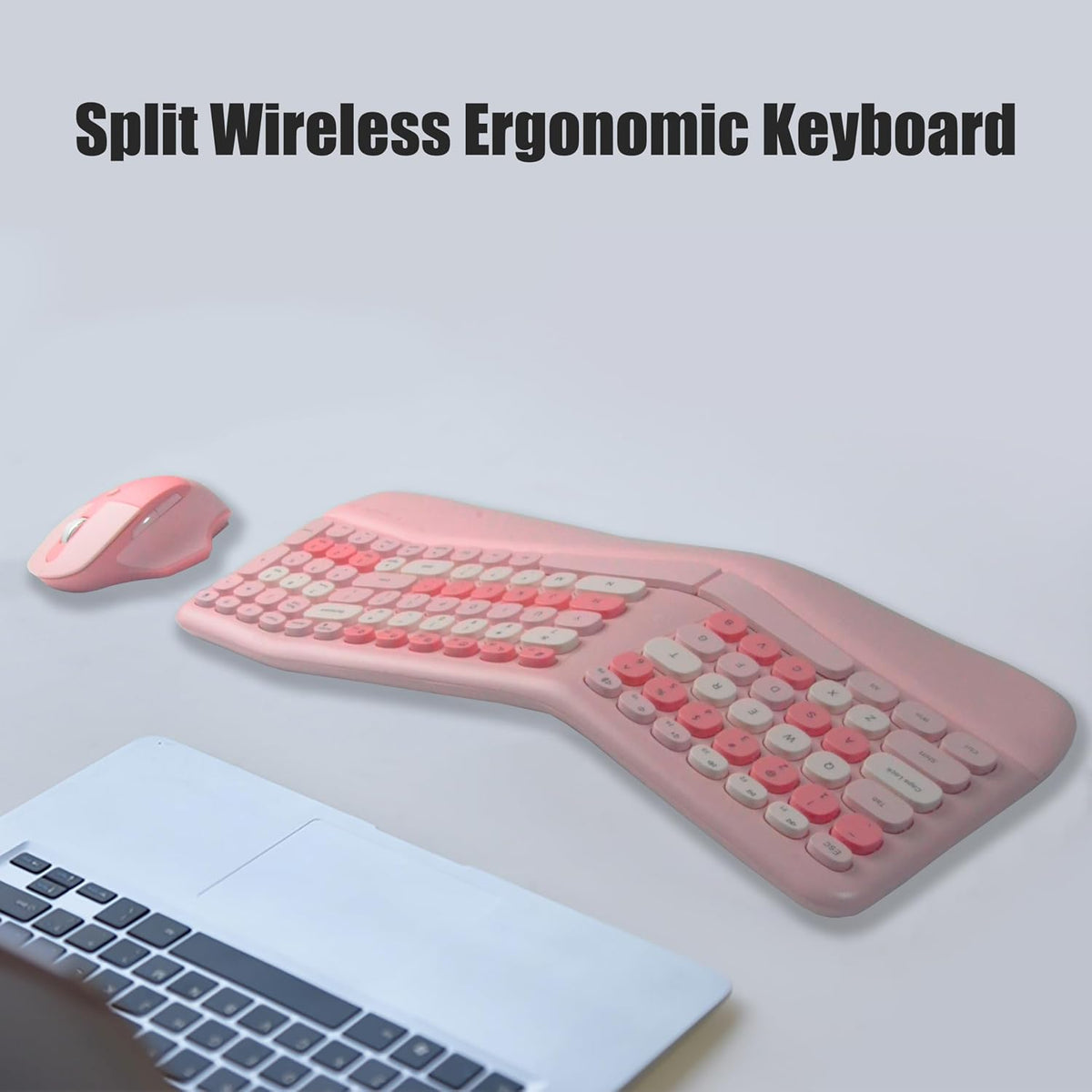Combo de teclado ergonómico inalámbrico y mouse con reposamuñecas d...