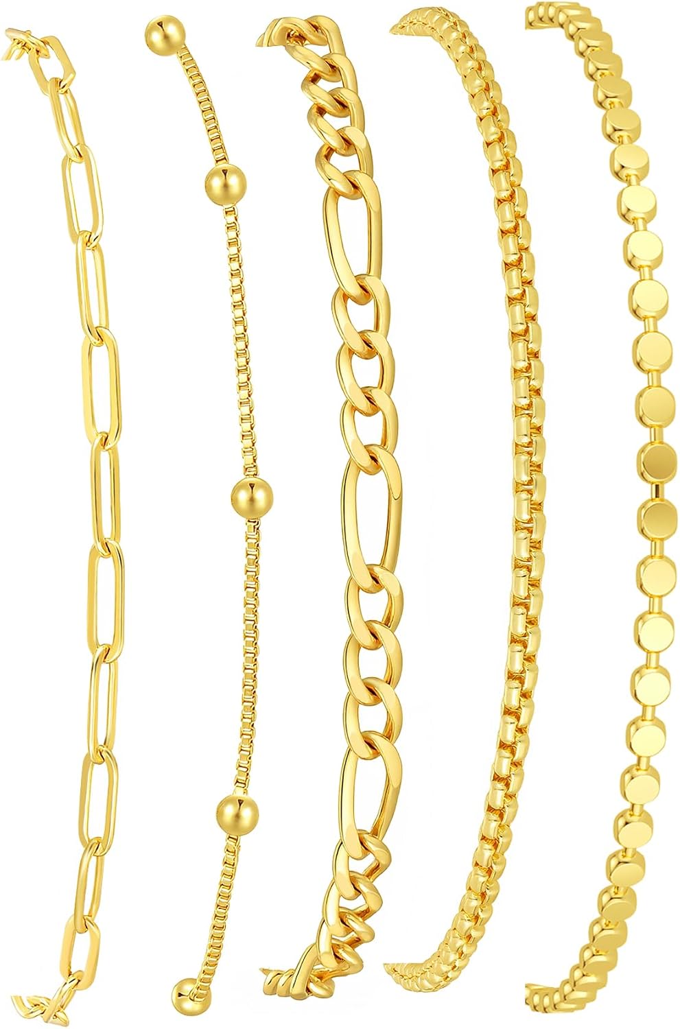Striviio Pulseras de oro para mujer, chapado en oro de 14 quilates,...