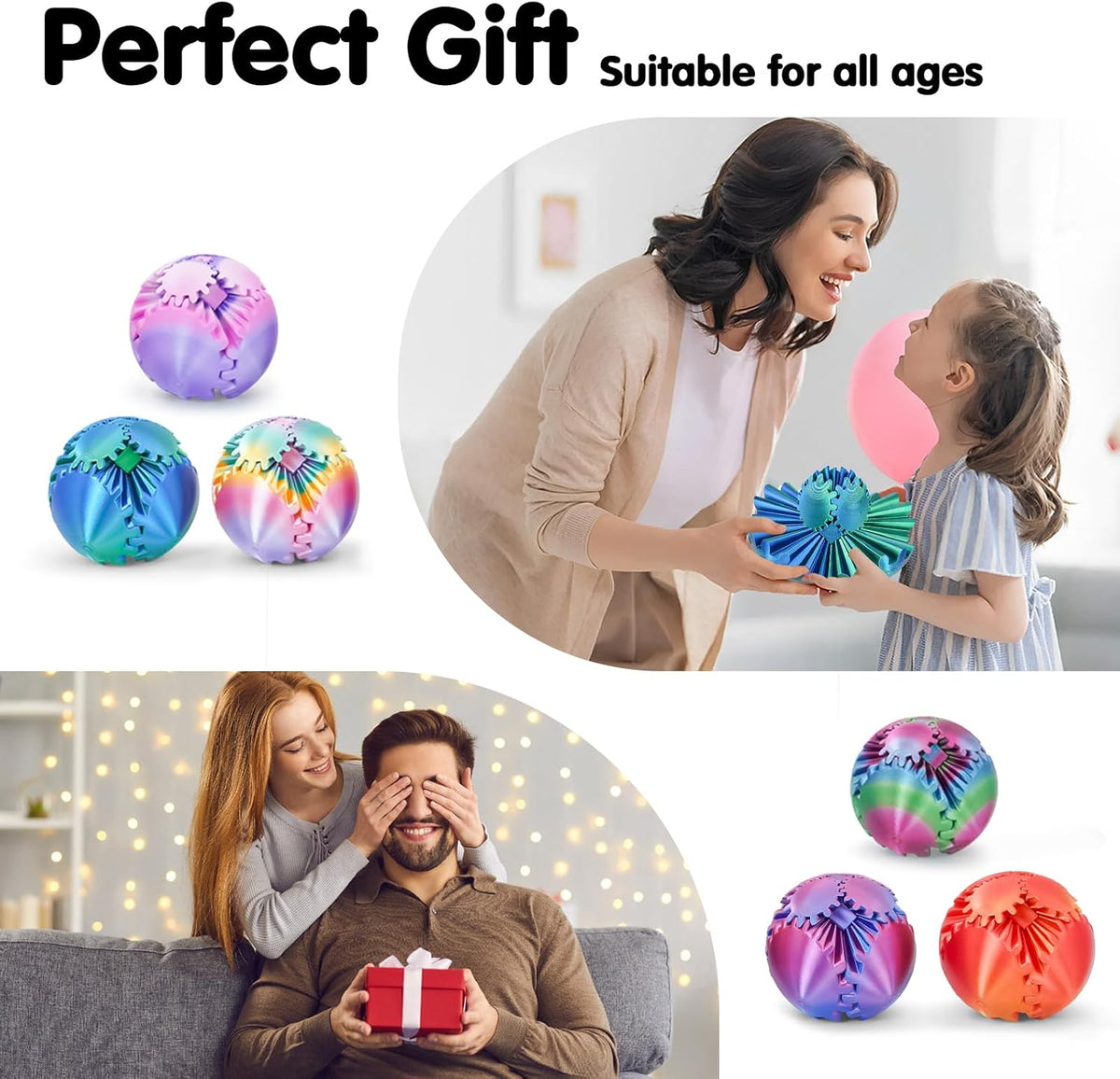 Bola de engranaje 3D impresa cubo Fidget Toy Toy Sphere Fidget Toys...