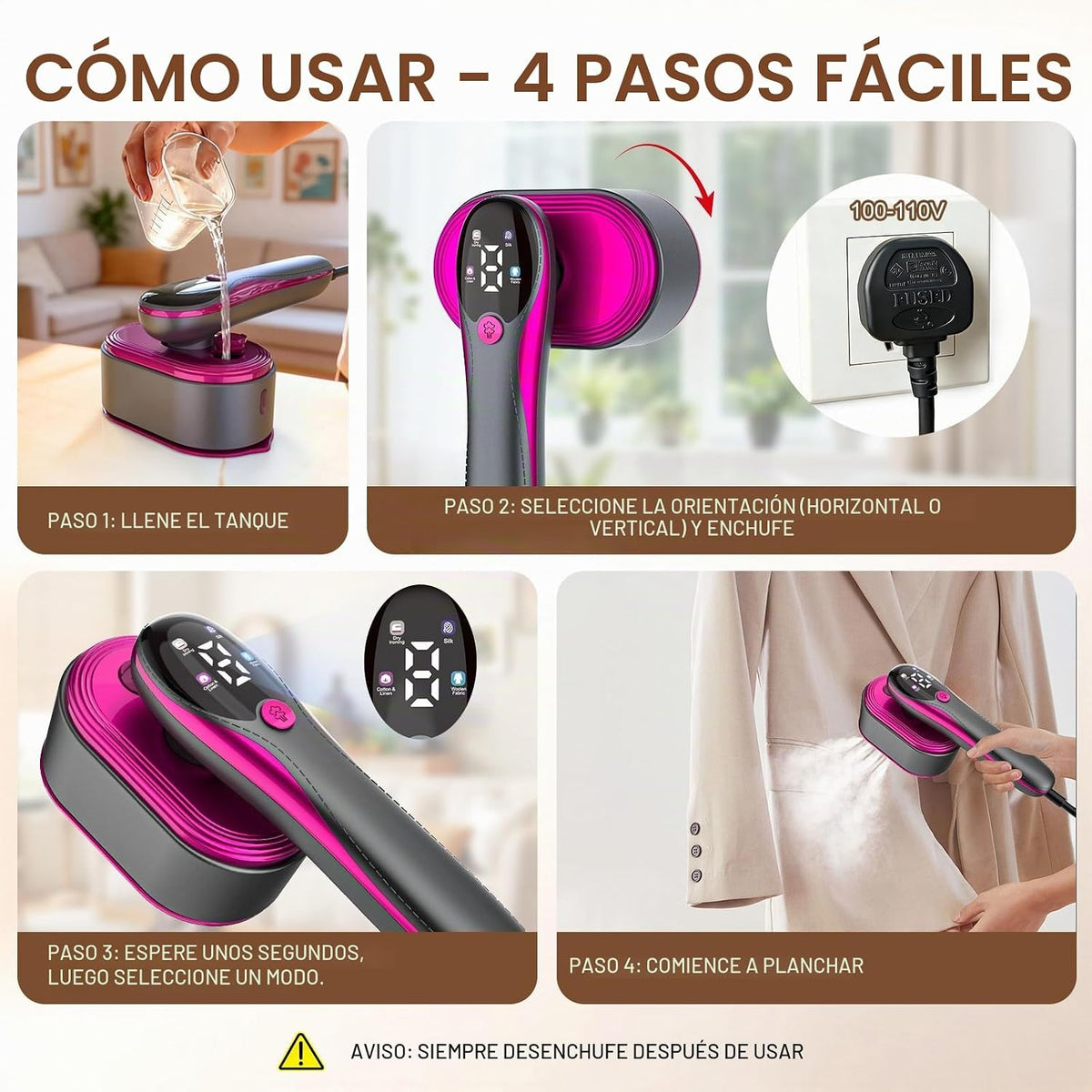 KOKABI Vaporizador de Viaje para Ropa, Plancha de Vapor Seco portát...