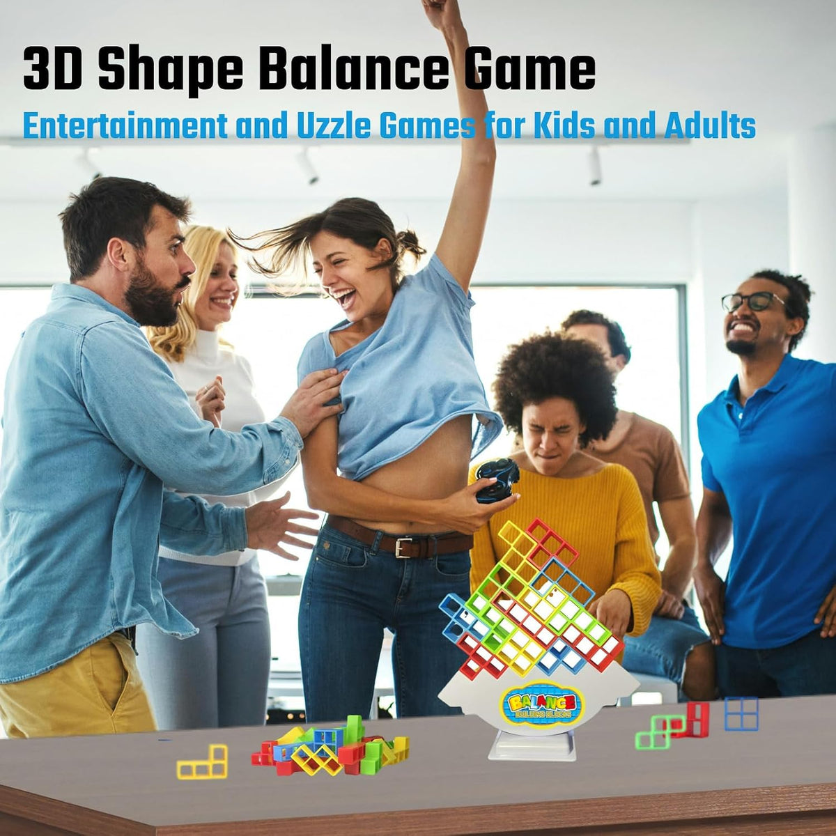 Juego de torre apilable de 64 piezas con 22 cartas, juego gigante d...